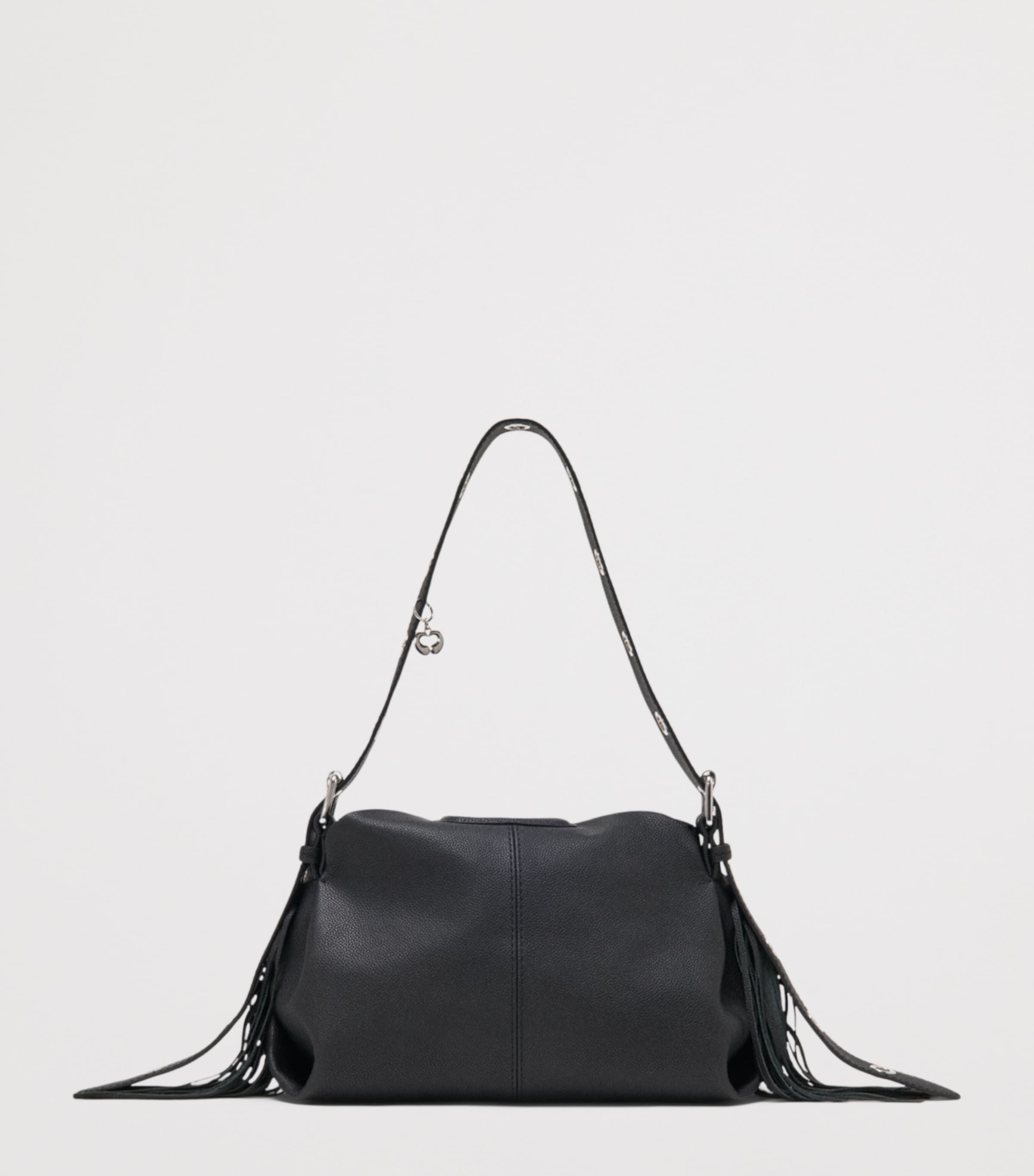 Maje Grained Leather Miss M Shoulder Bag Black Image 2