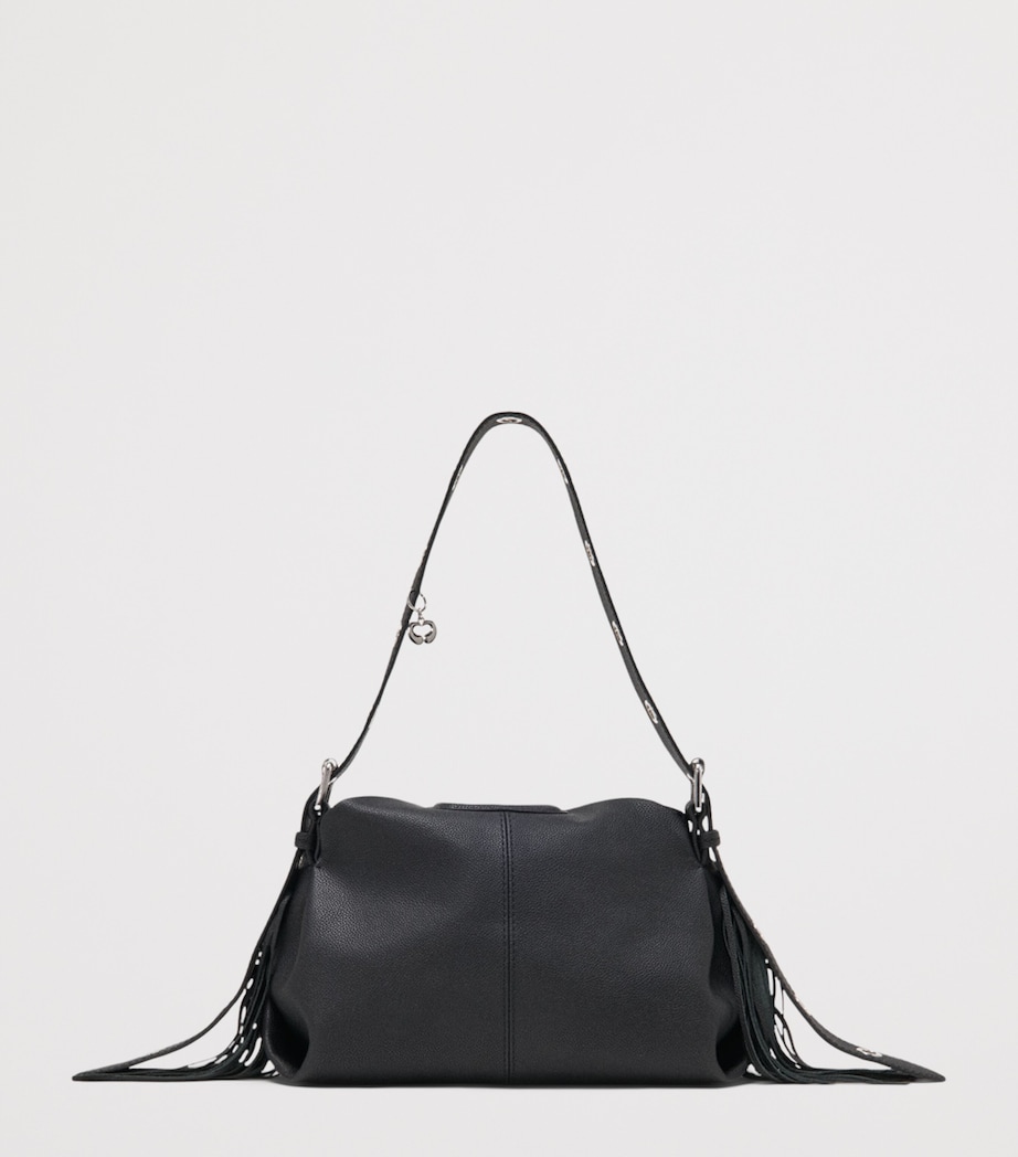 Maje Grained Leather Miss M Shoulder Bag Black Image 2