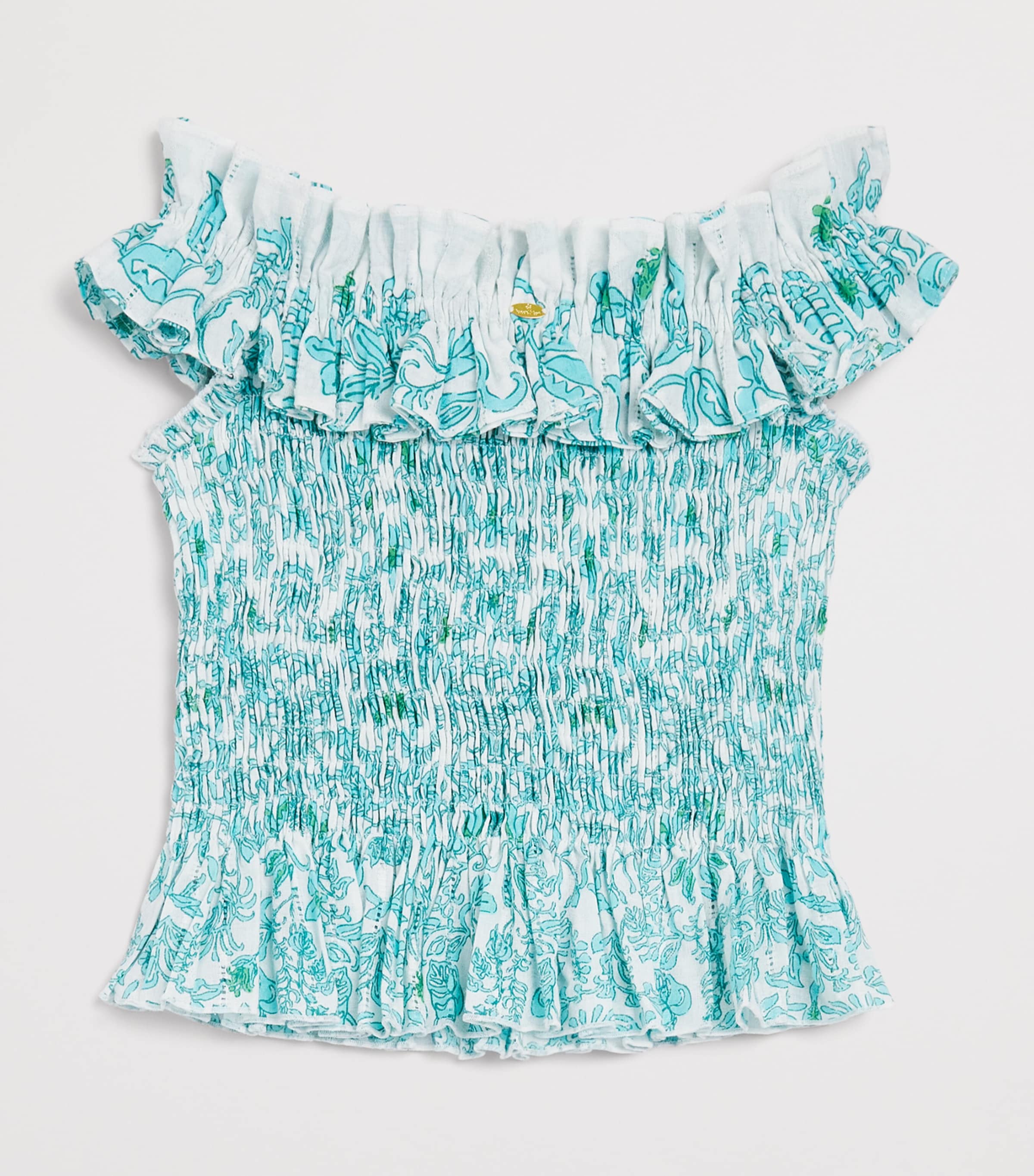 Poupette St Barth Kids Cotton-Blend Alitza Top (4-12 Years) Aqua Tiare Image 2