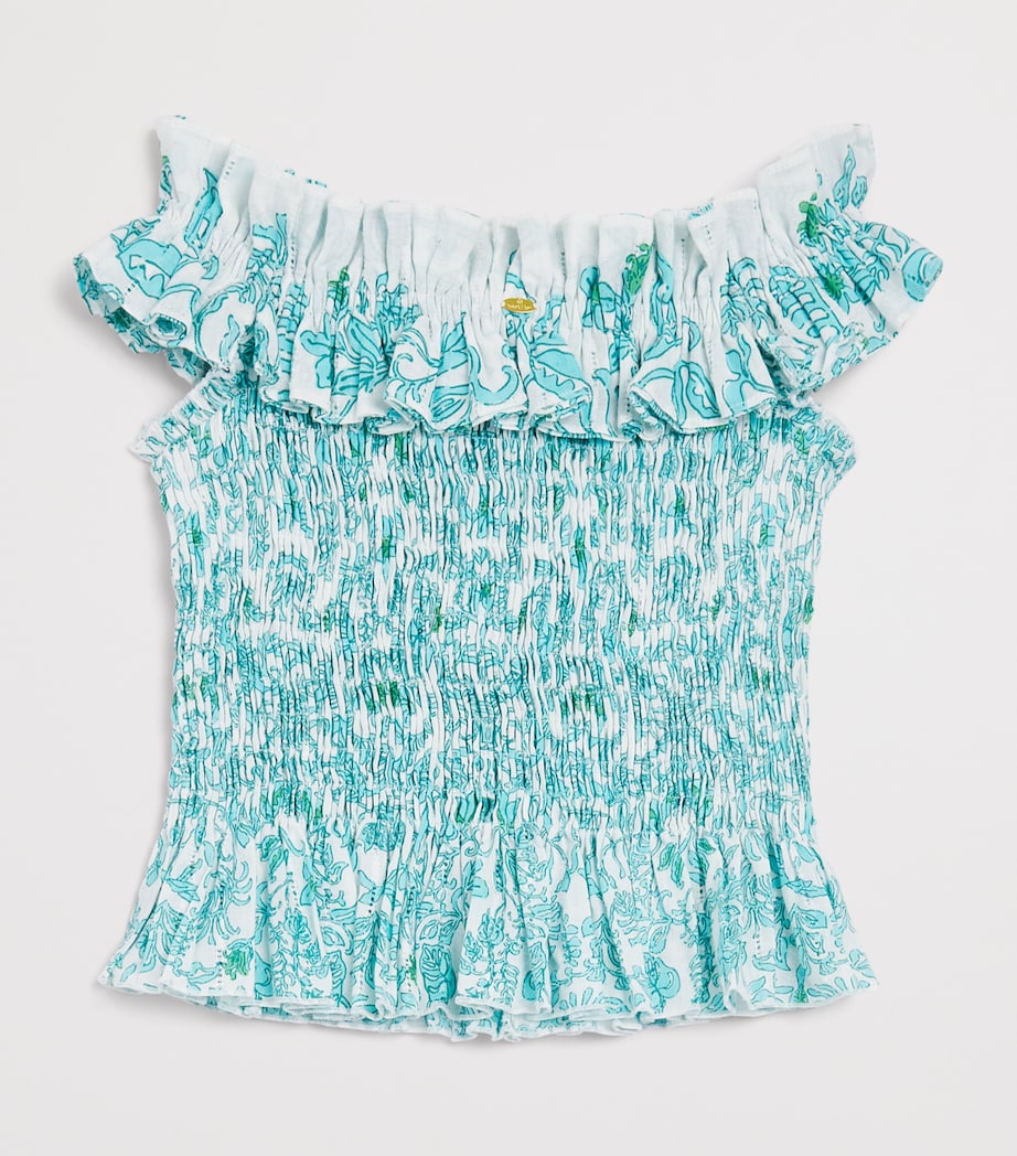 Poupette St Barth Kids Cotton-Blend Alitza Top (4-12 Years) Aqua Tiare Image 2