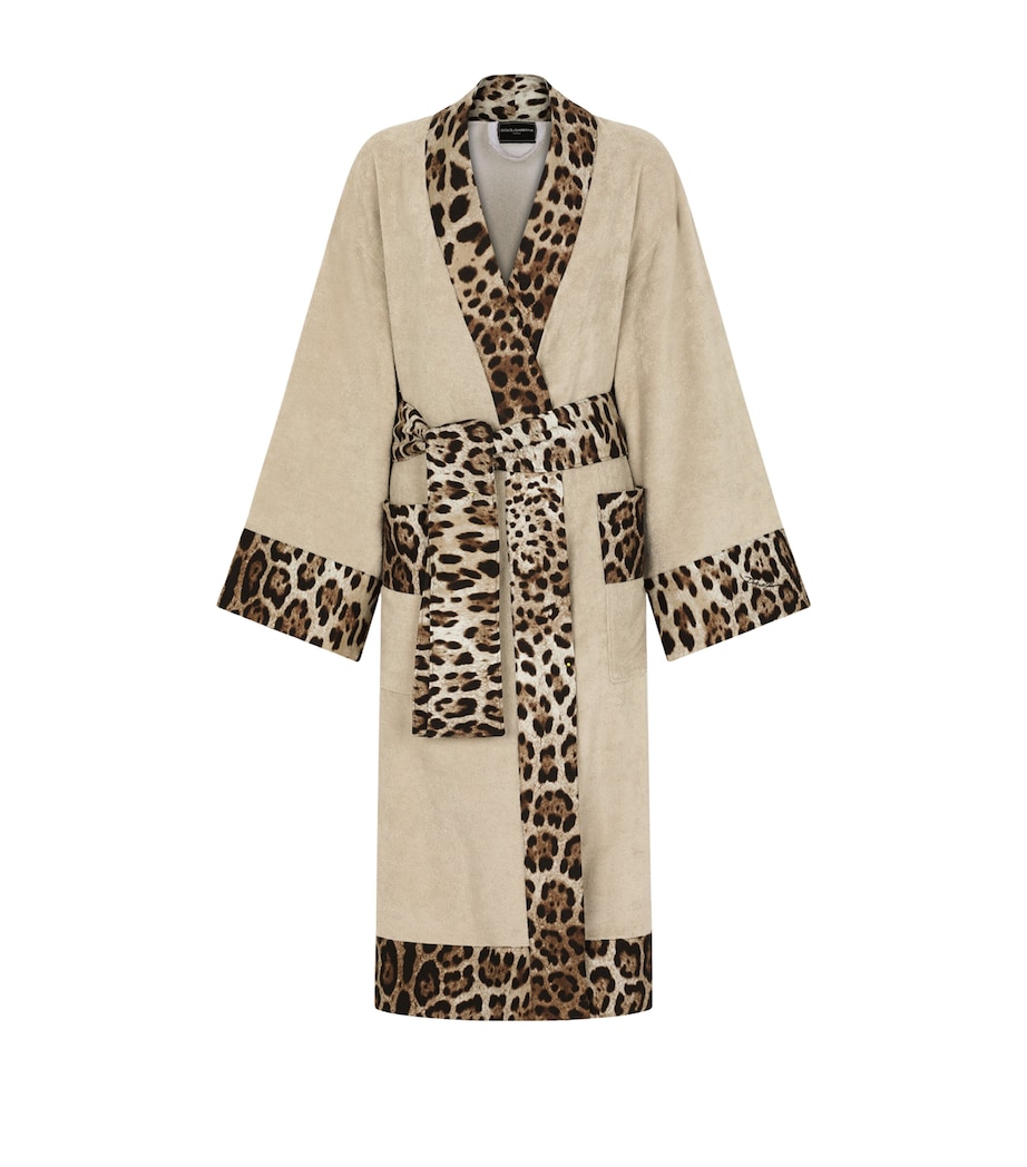 Terry Cotton Leopard Print Robe UL034 ECRU' LEOPARDO Image 1