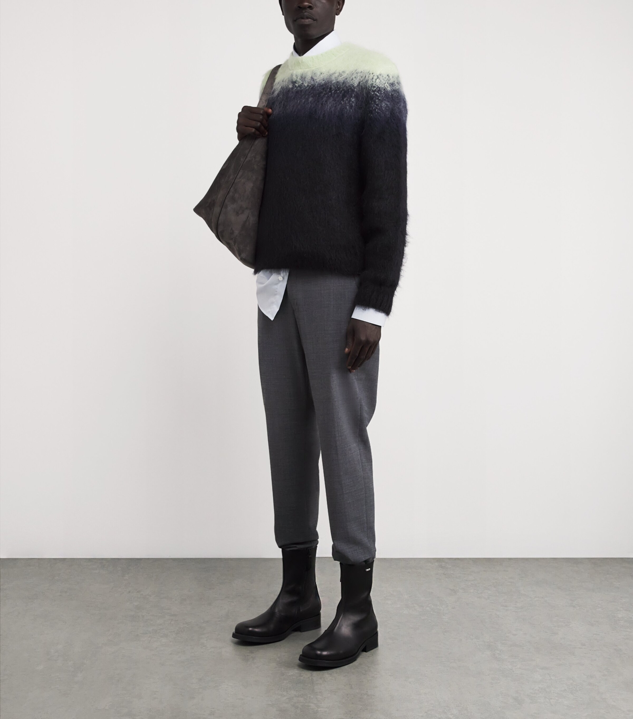 Wooyoungmi Mens Cuffed Trousers Grey Image 2