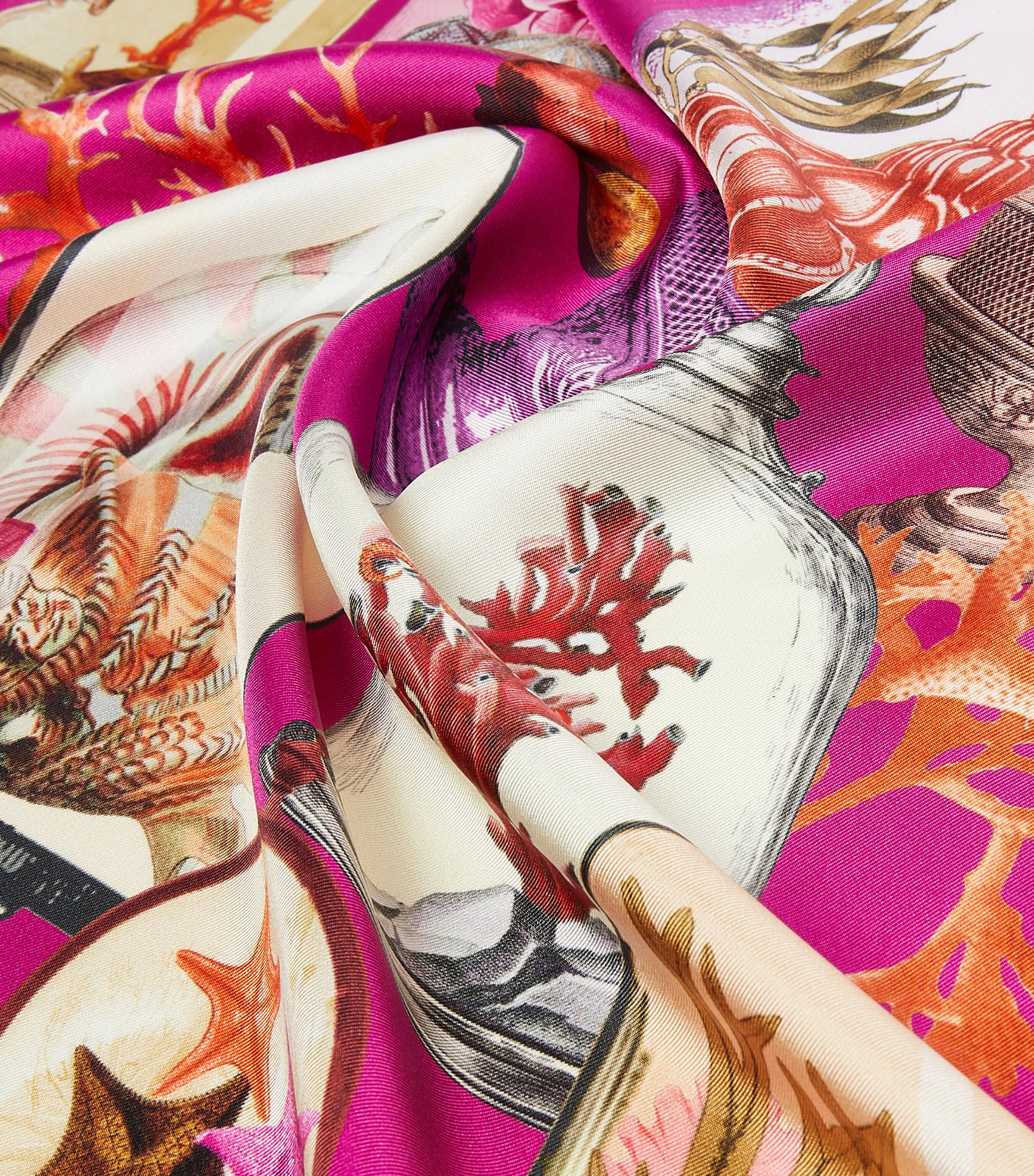 Max Mara Silk Printed Square Scarf Fuchsia Image 3