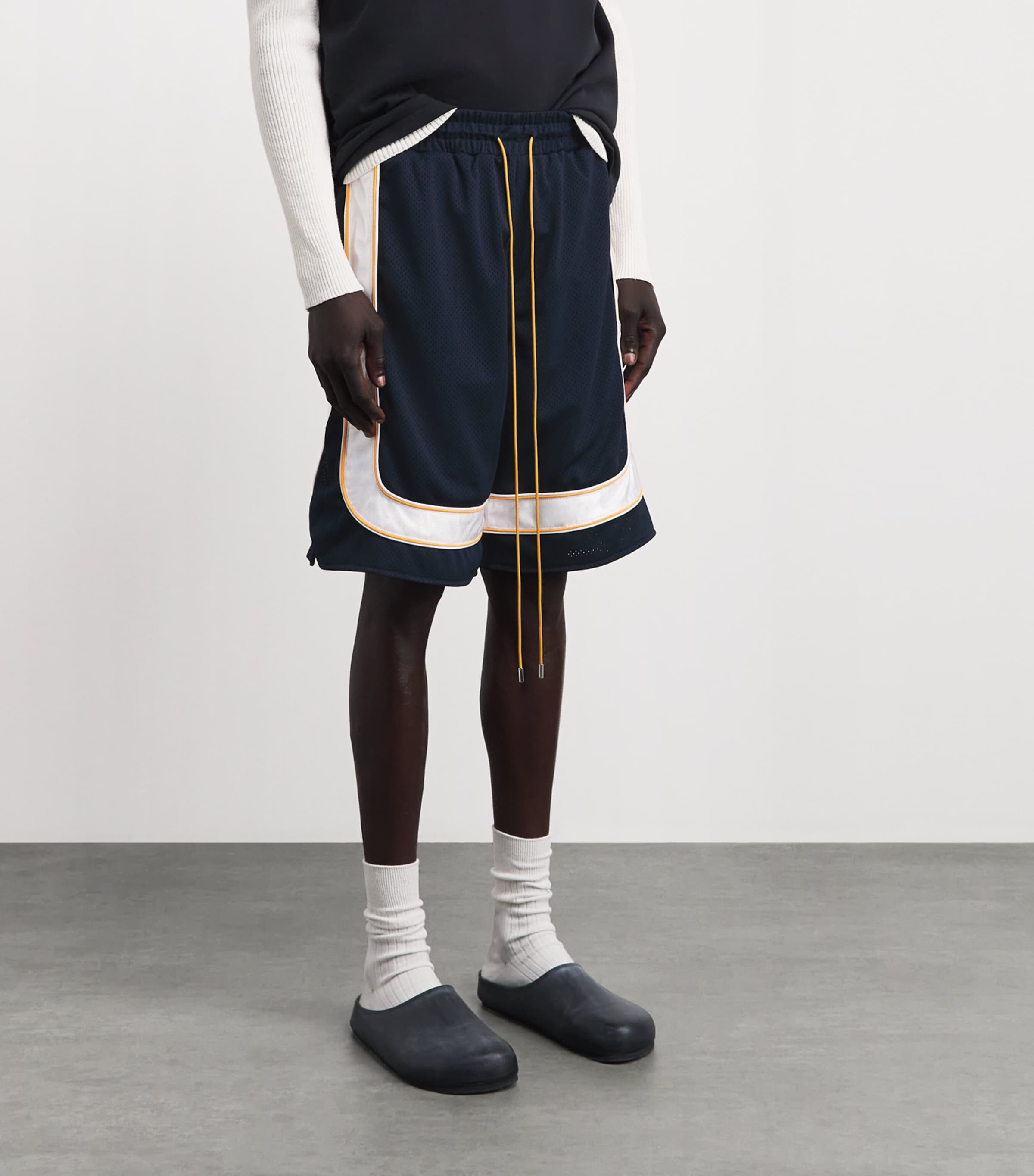 Rhude Mens Mesh Piping Track Shorts Image 4