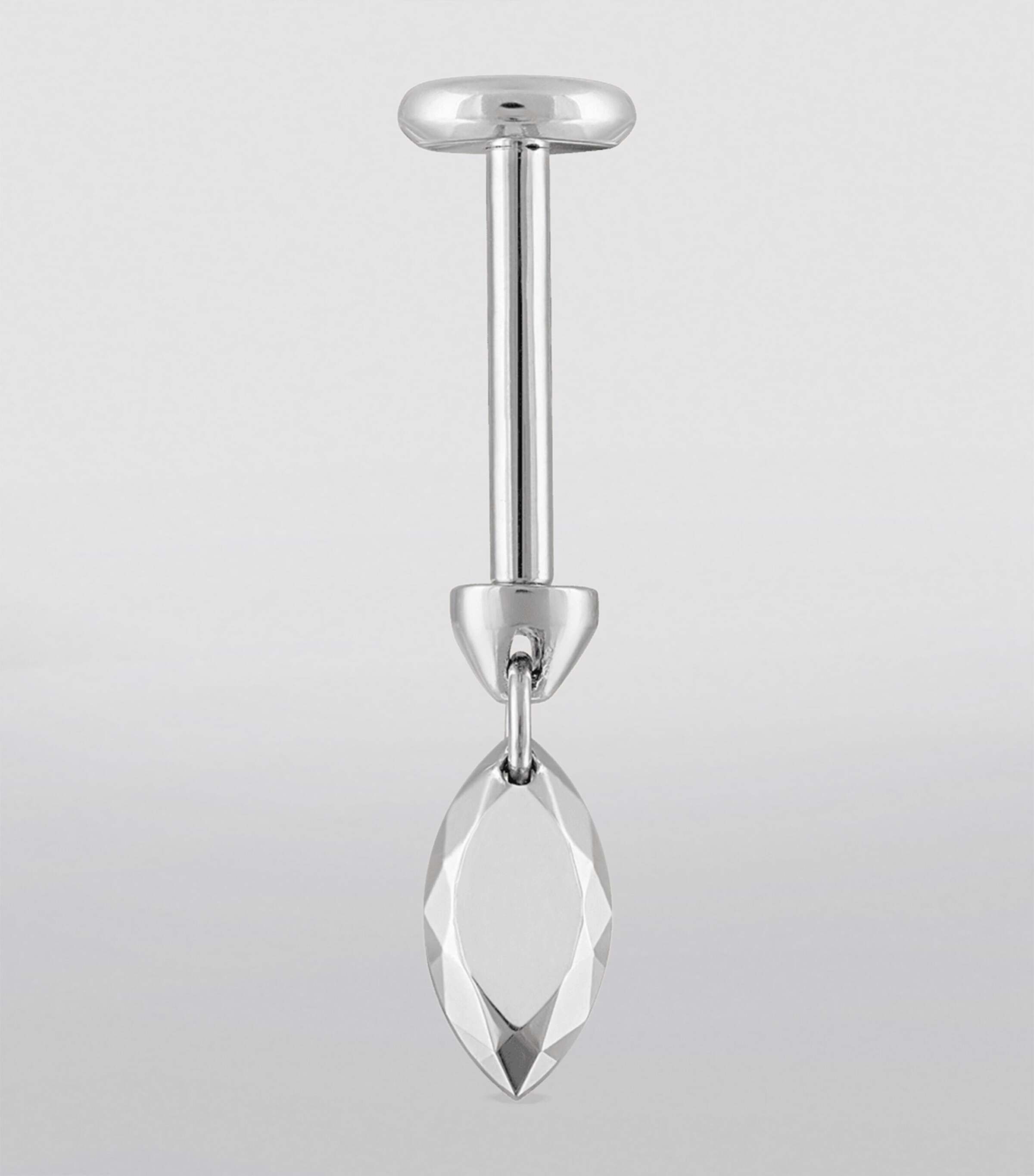 Faceted Gold Marquise Threaded Charm Earring (5.5mm) WHITE GOLD Image 3