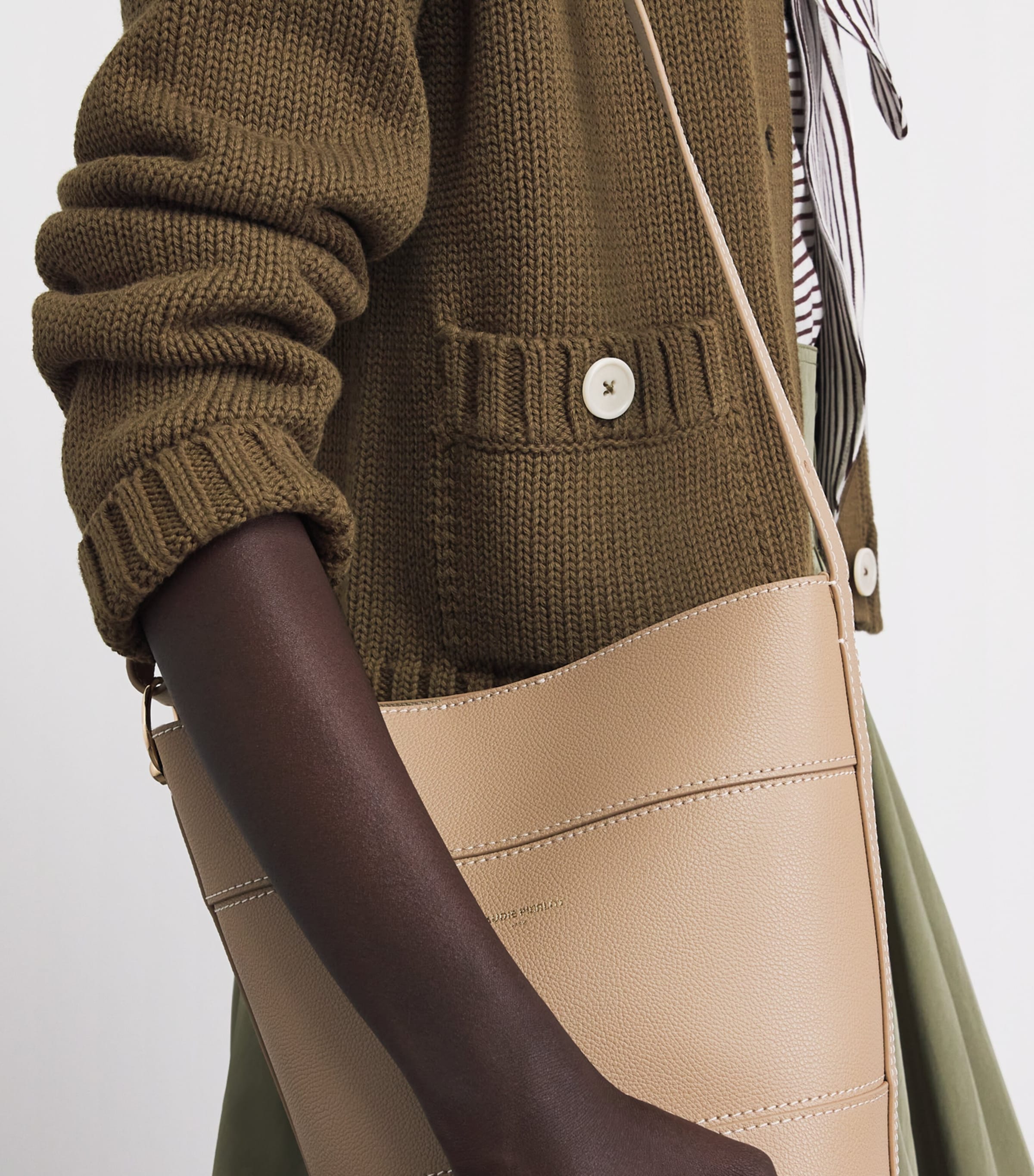 ME+EM Womens Straight Crop Cardigan Olive Green Image 3