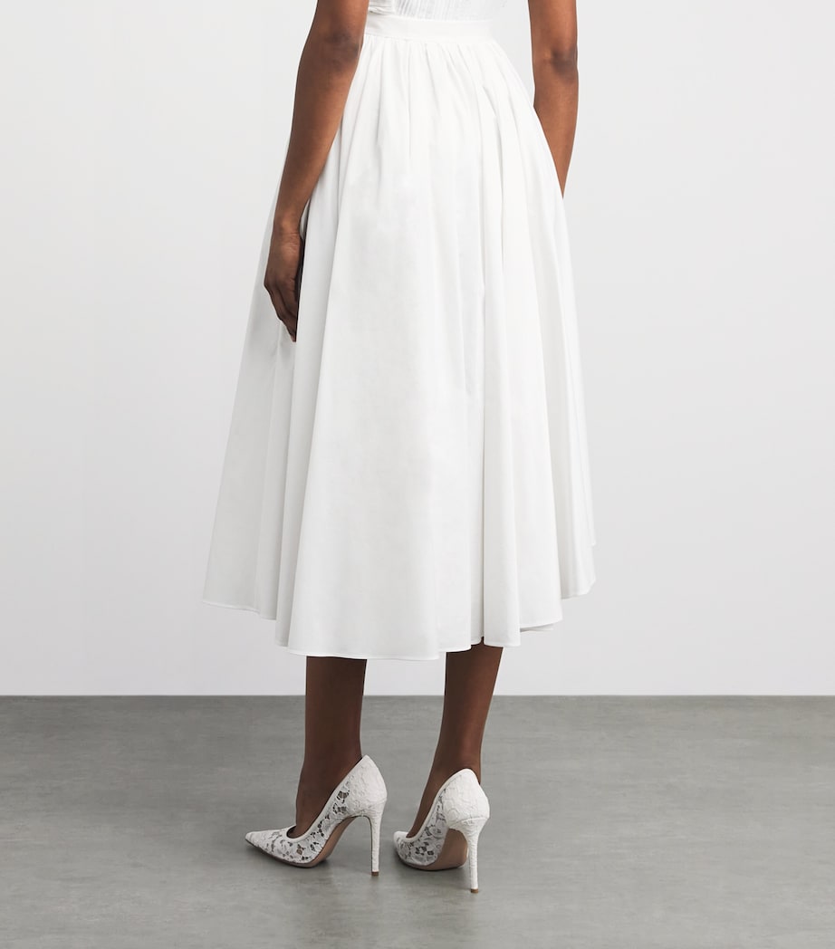 Self-Portrait Womens Poplin Asymmetric Midi Skirt White Image 5