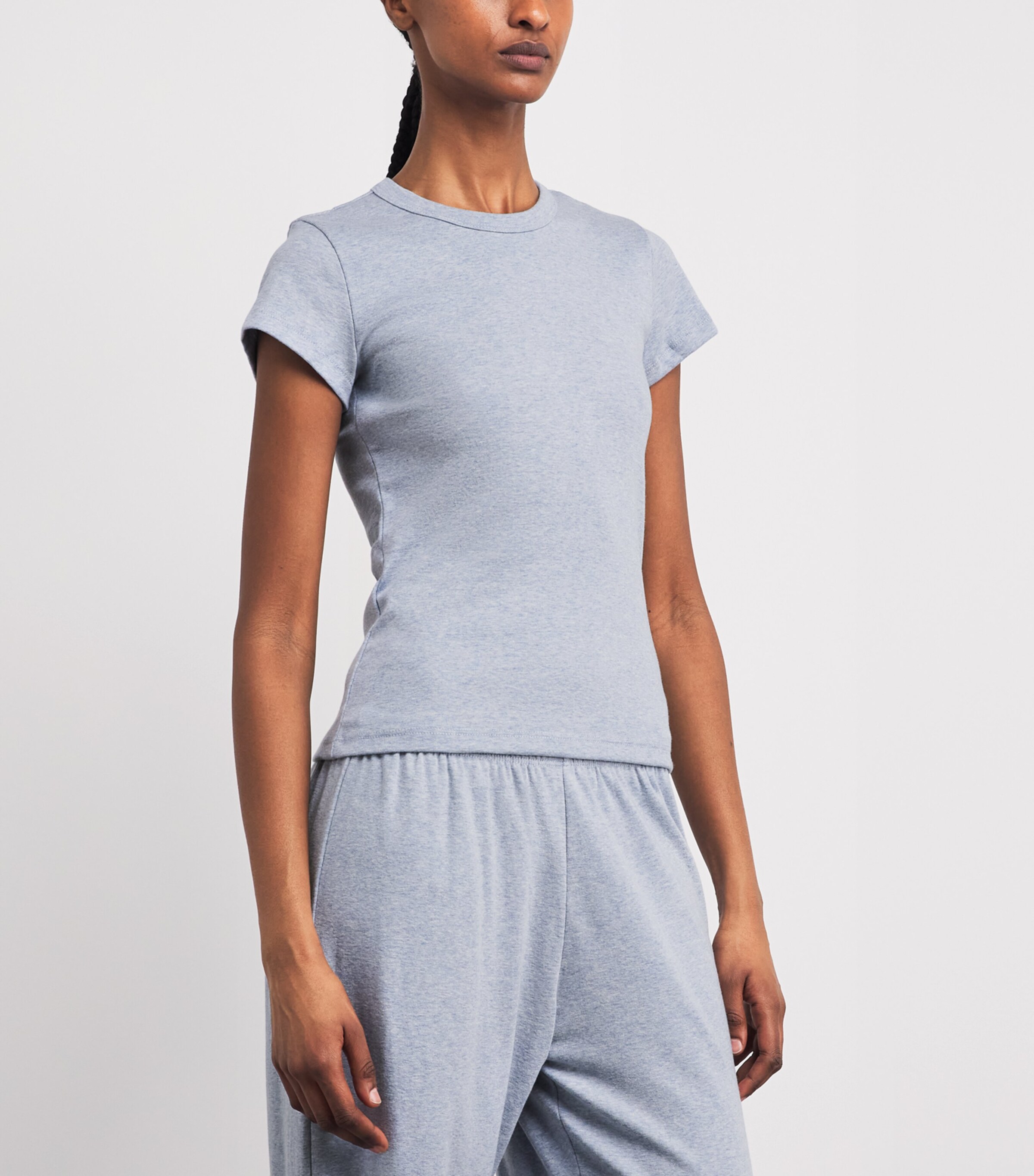 LESET Womens Cotton Nando Slim T-Shirt Ciel Melange Image 4