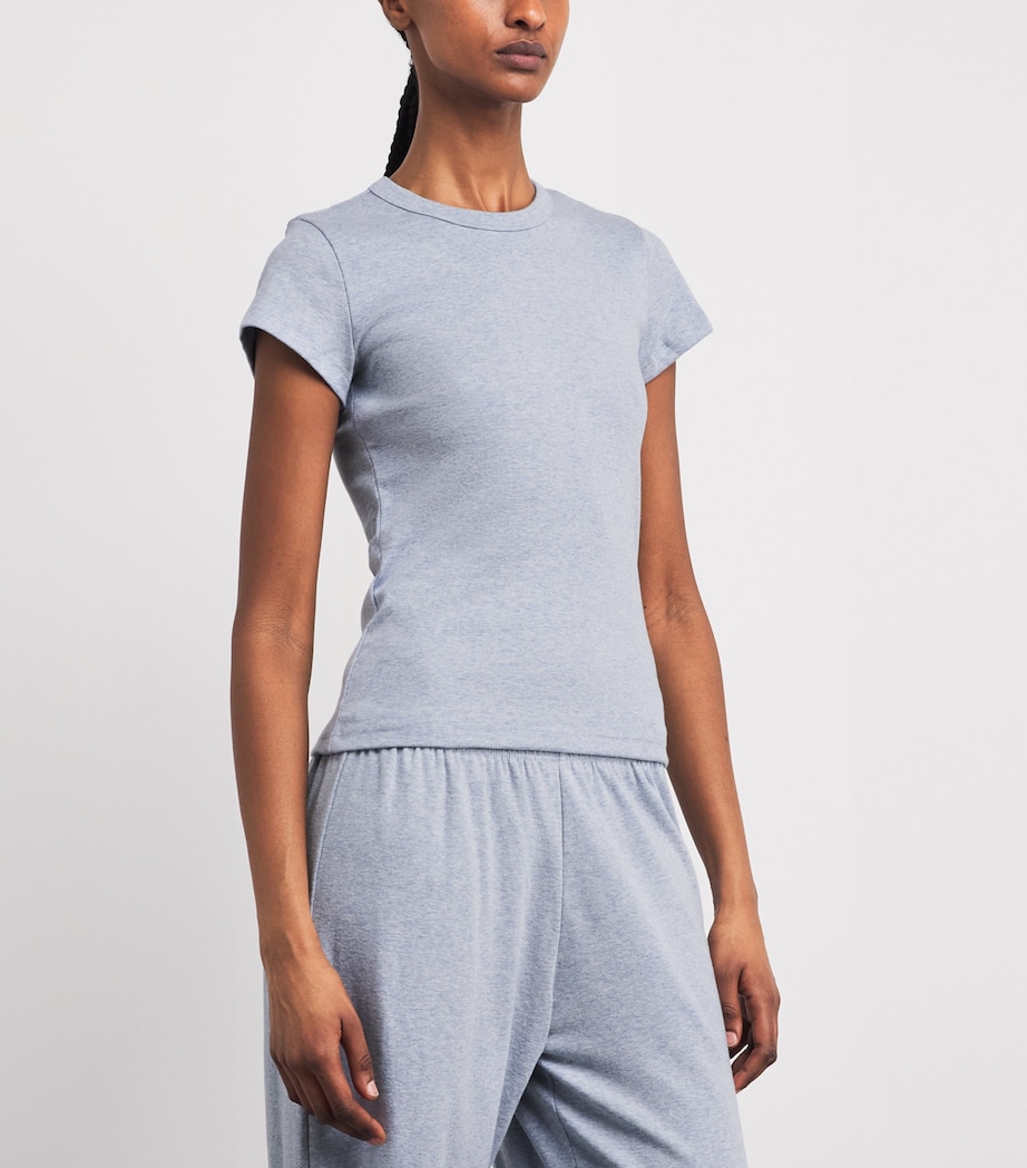 LESET Womens Cotton Nando Slim T-Shirt Ciel Melange Image 4