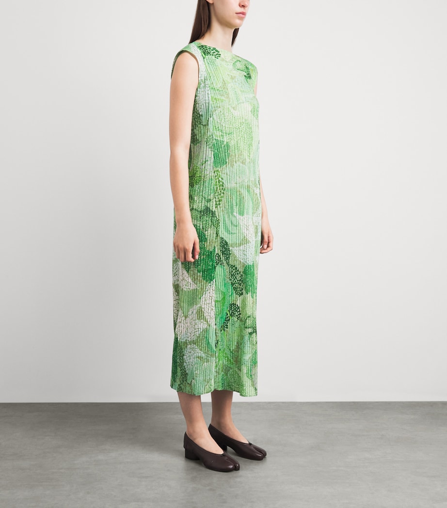 Pleats Please Issey Miyake Womens Pleated Foggy Forest Midi Dress Grass Green Image 4