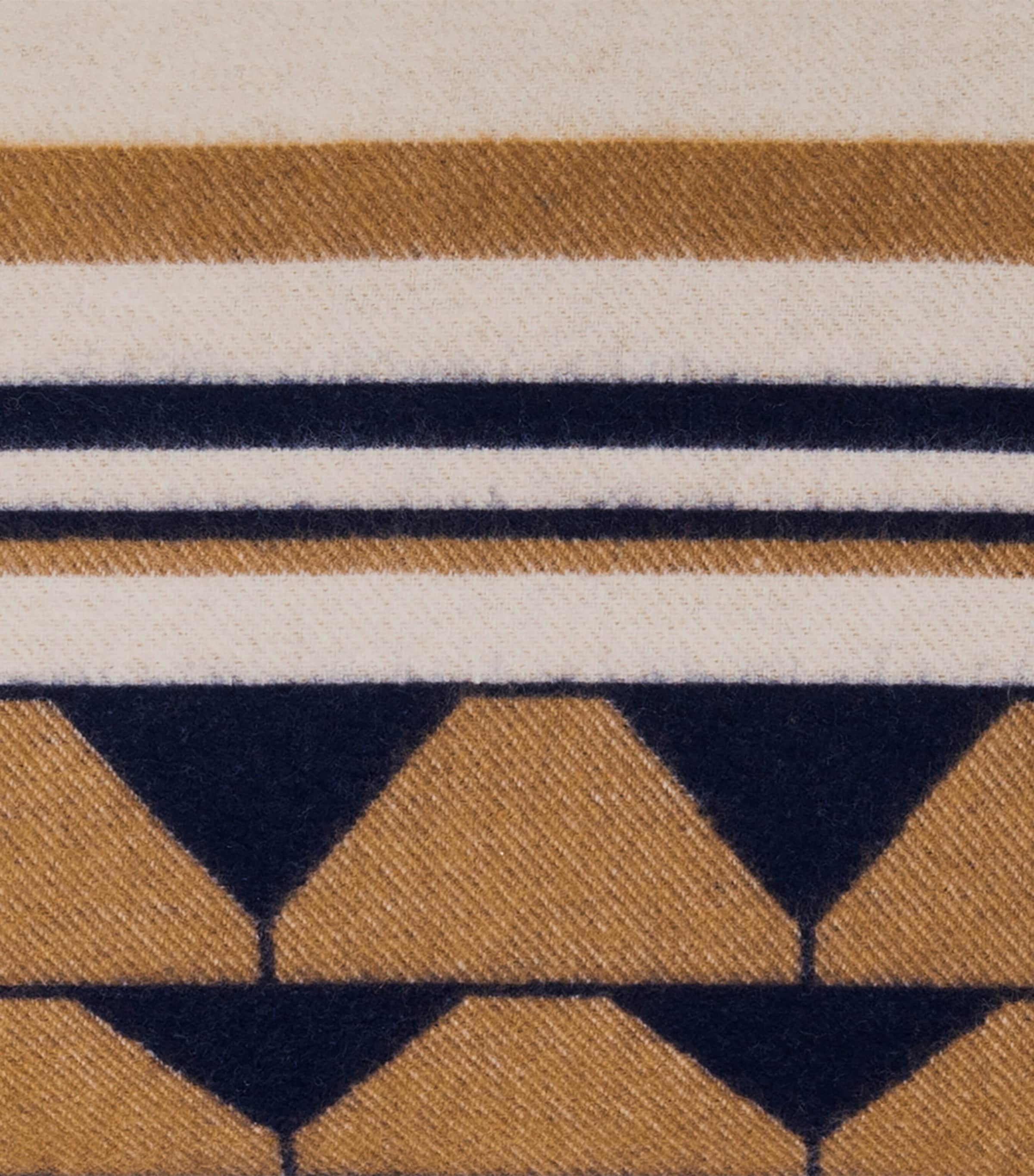 Wool-Cashmere Deco 003 Cushion (40cm x 60cm) 8E29 - BLUE/TAN Image 5