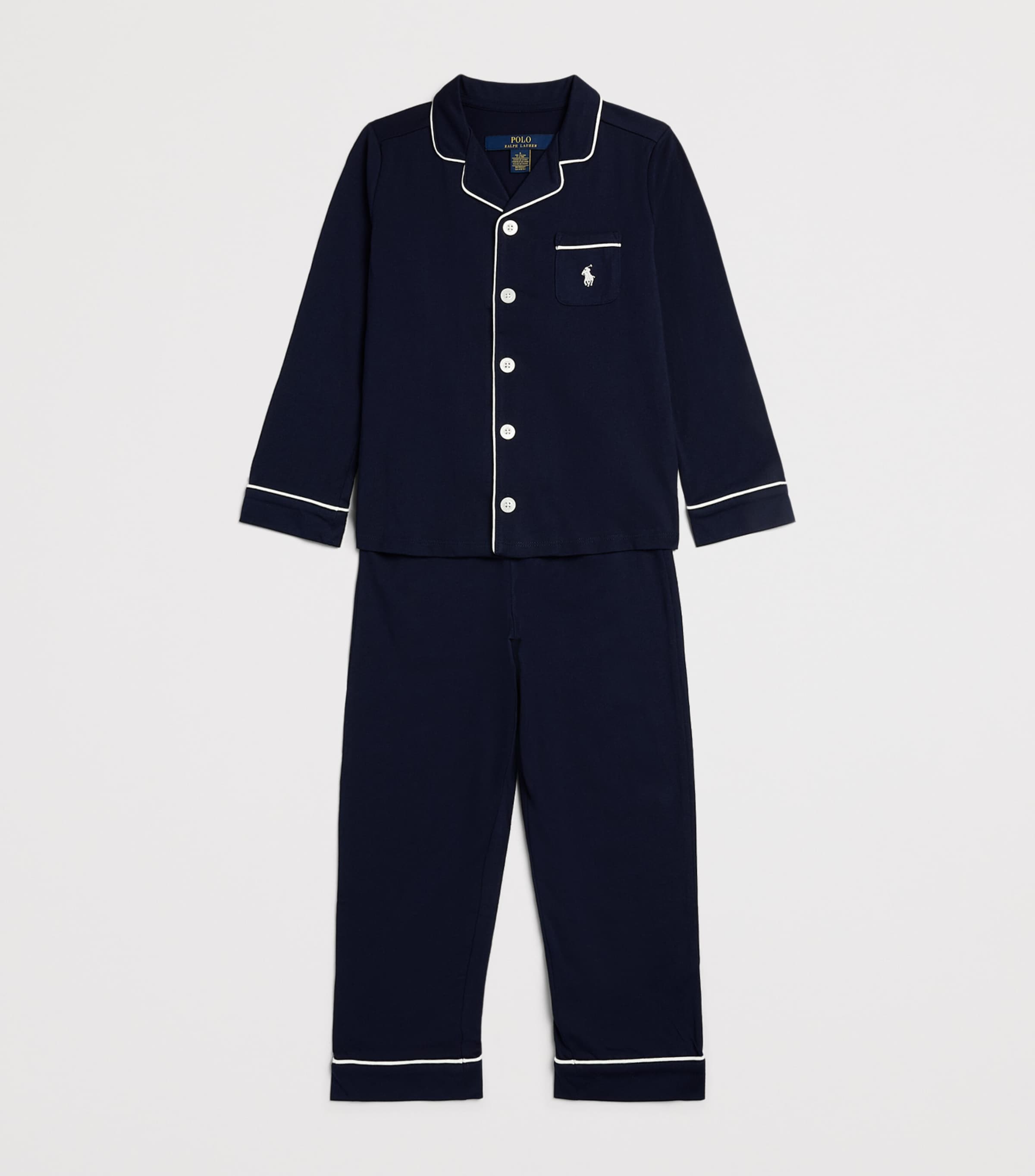 Ralph Lauren Kids Cotton Shirt and Trousers Pyjama Set (4-6 Years) Navy Image 3
