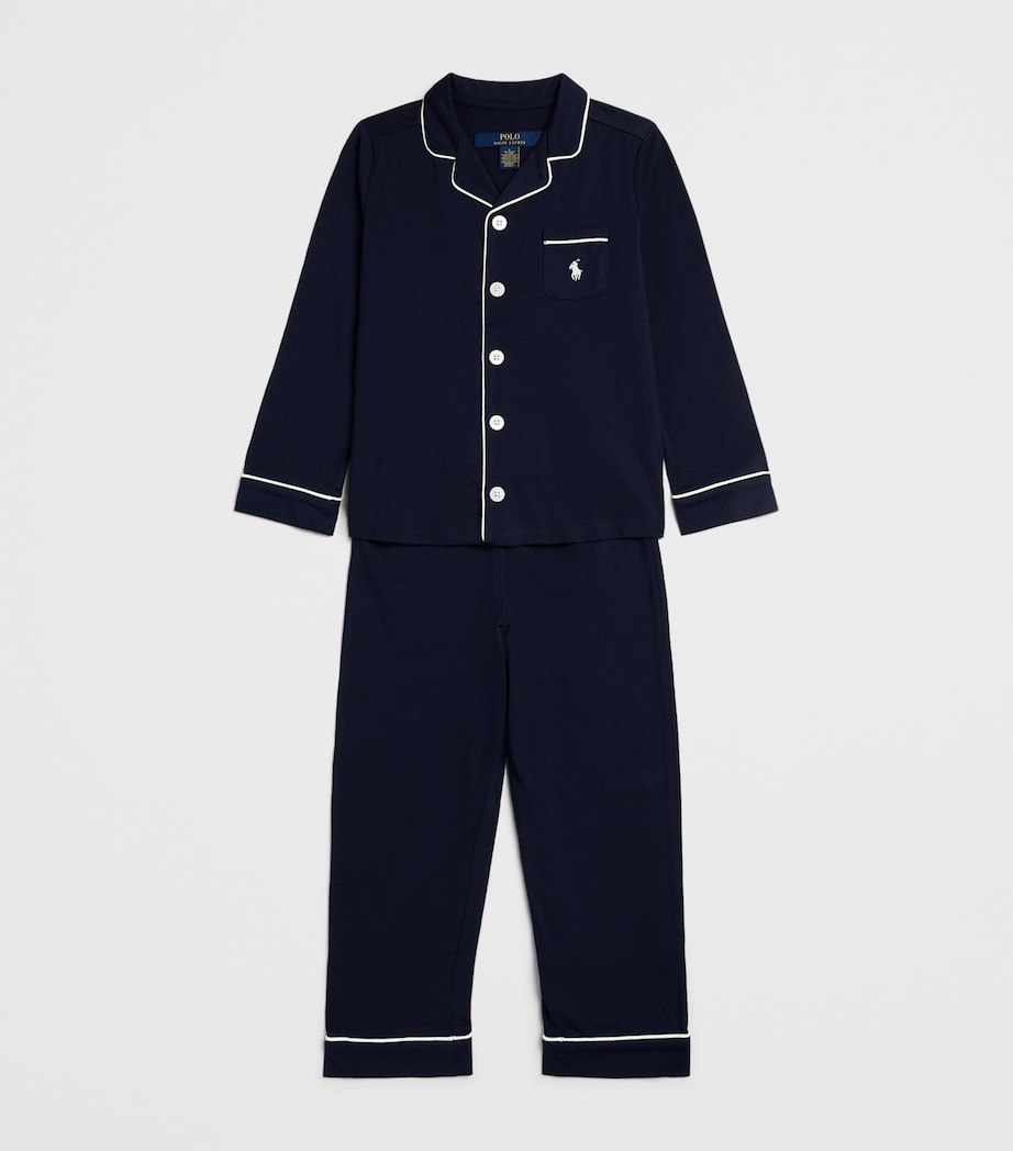 Ralph Lauren Kids Cotton Shirt and Trousers Pyjama Set (4-6 Years) Navy Image 3
