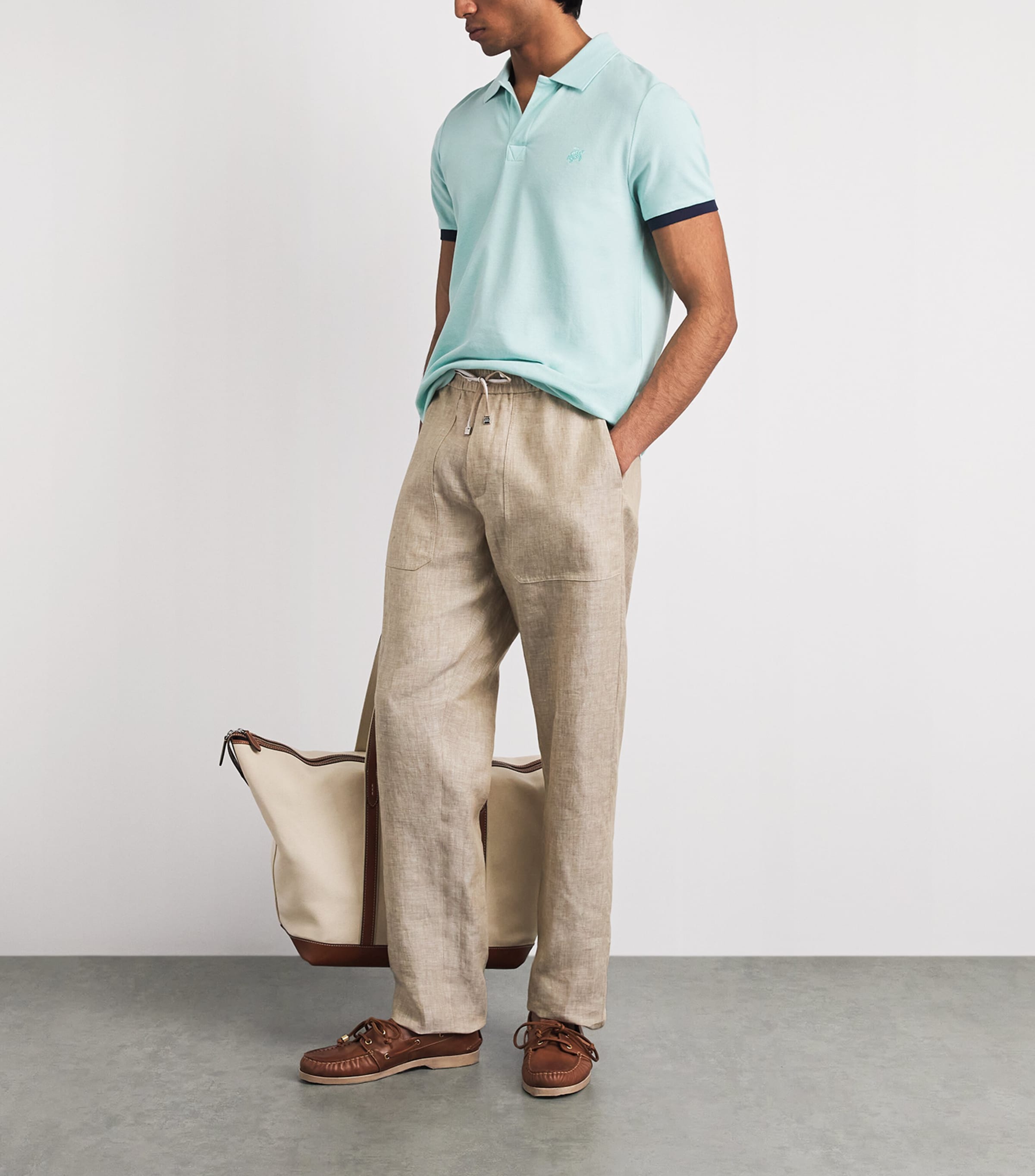 Vilebrequin Mens Organic Cotton Palatin Polo Shirt Pacific Image 2