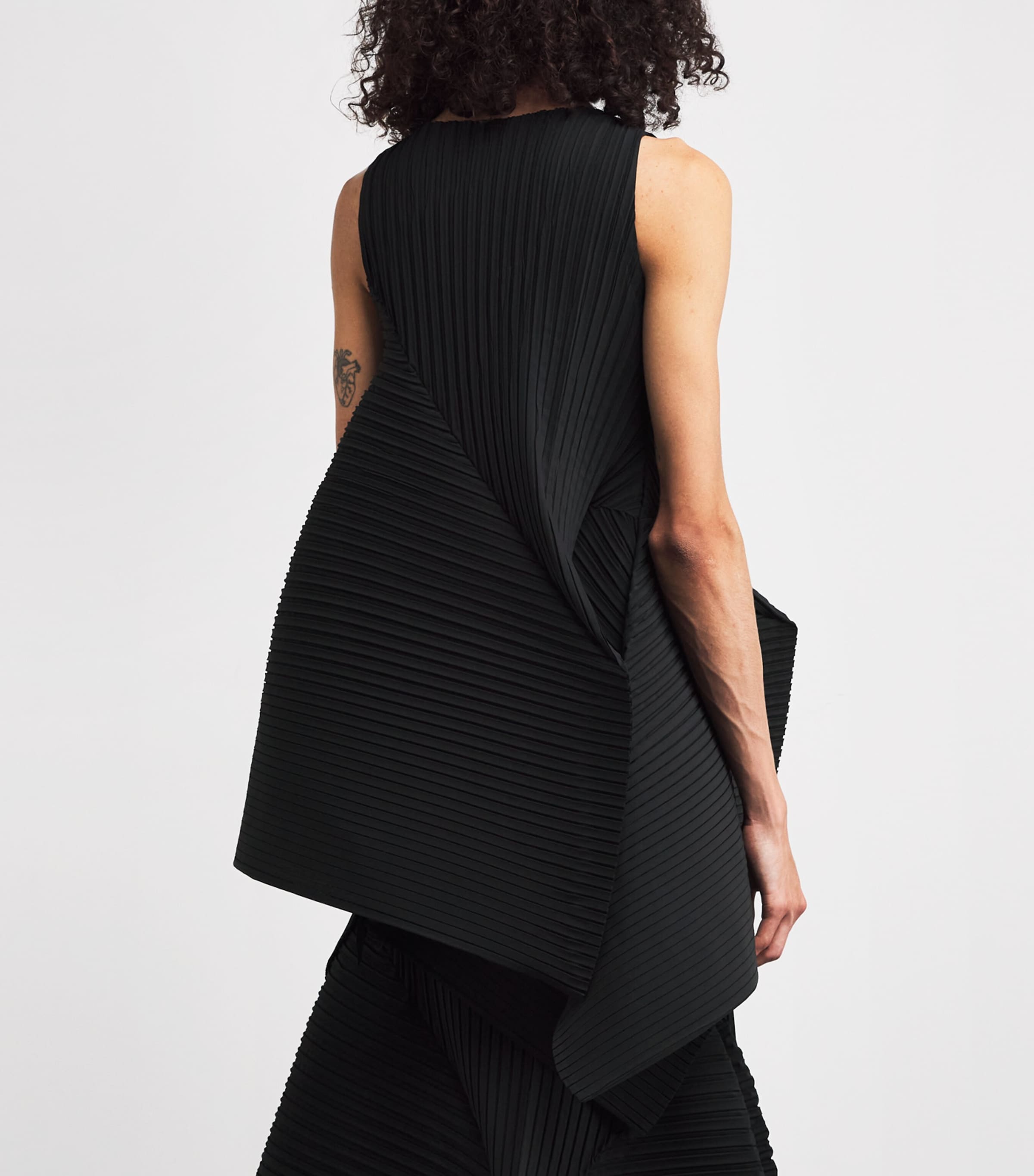 Fold Pleats Mini Dress BLACK Image 4