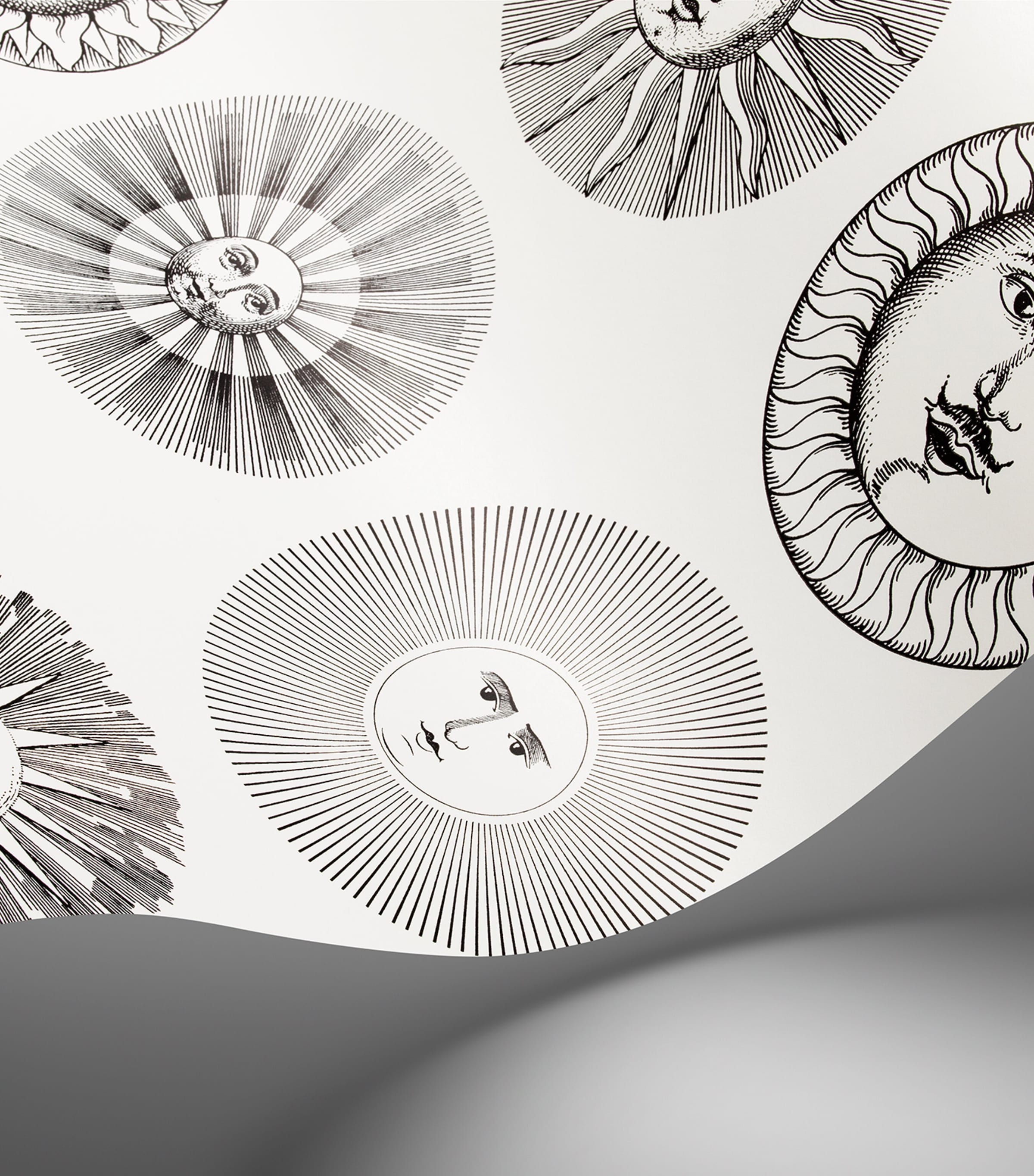 Cole & Son x Fornasetti Soli Wallpaper Roll Black & White Image 2
