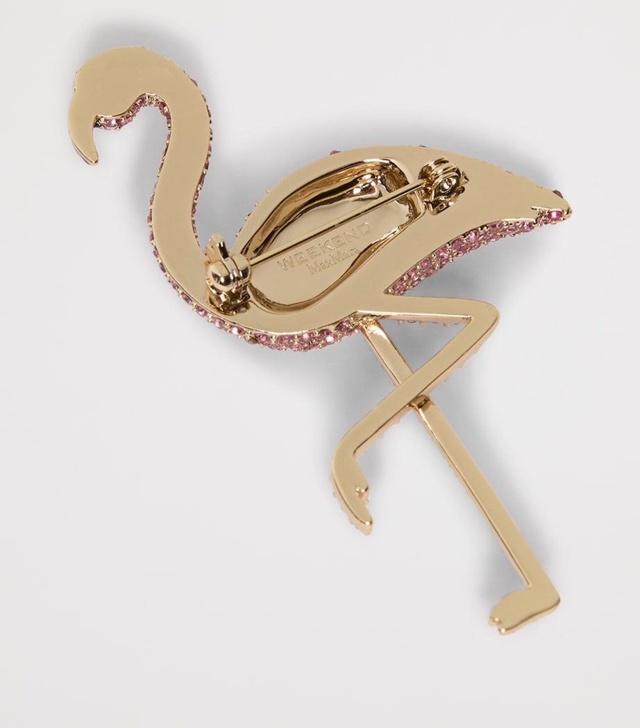 Weekend Max Mara Embellished Flamingo Brooch Antique Rose Image 3
