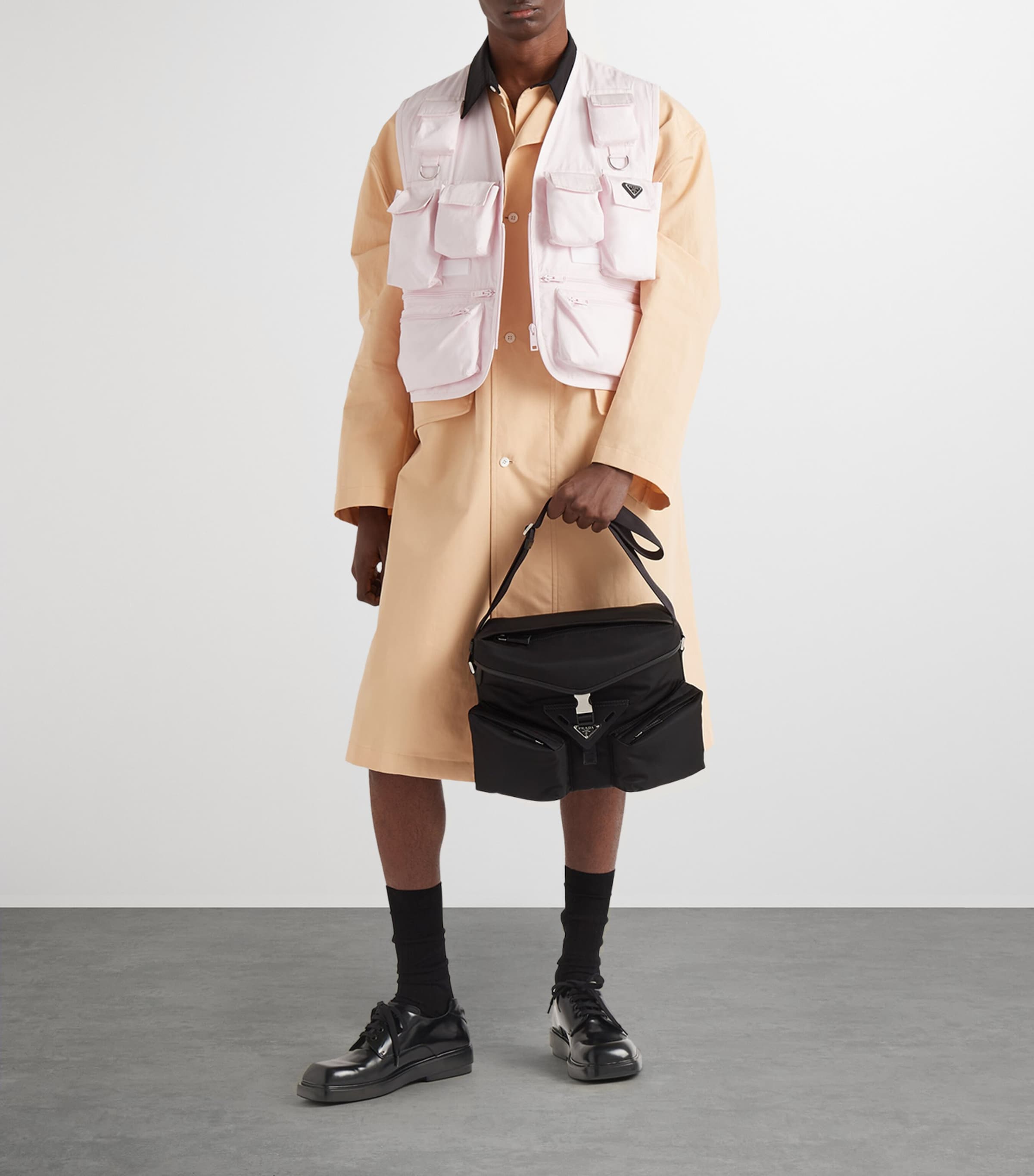 Re-Nylon and Saffiano Leather Shoulder Bag F0002 Image 2