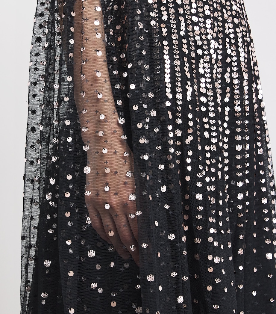 Sequin Cape-Detail Moonlight Maxi Dress 77966638 GR/MET Image 6