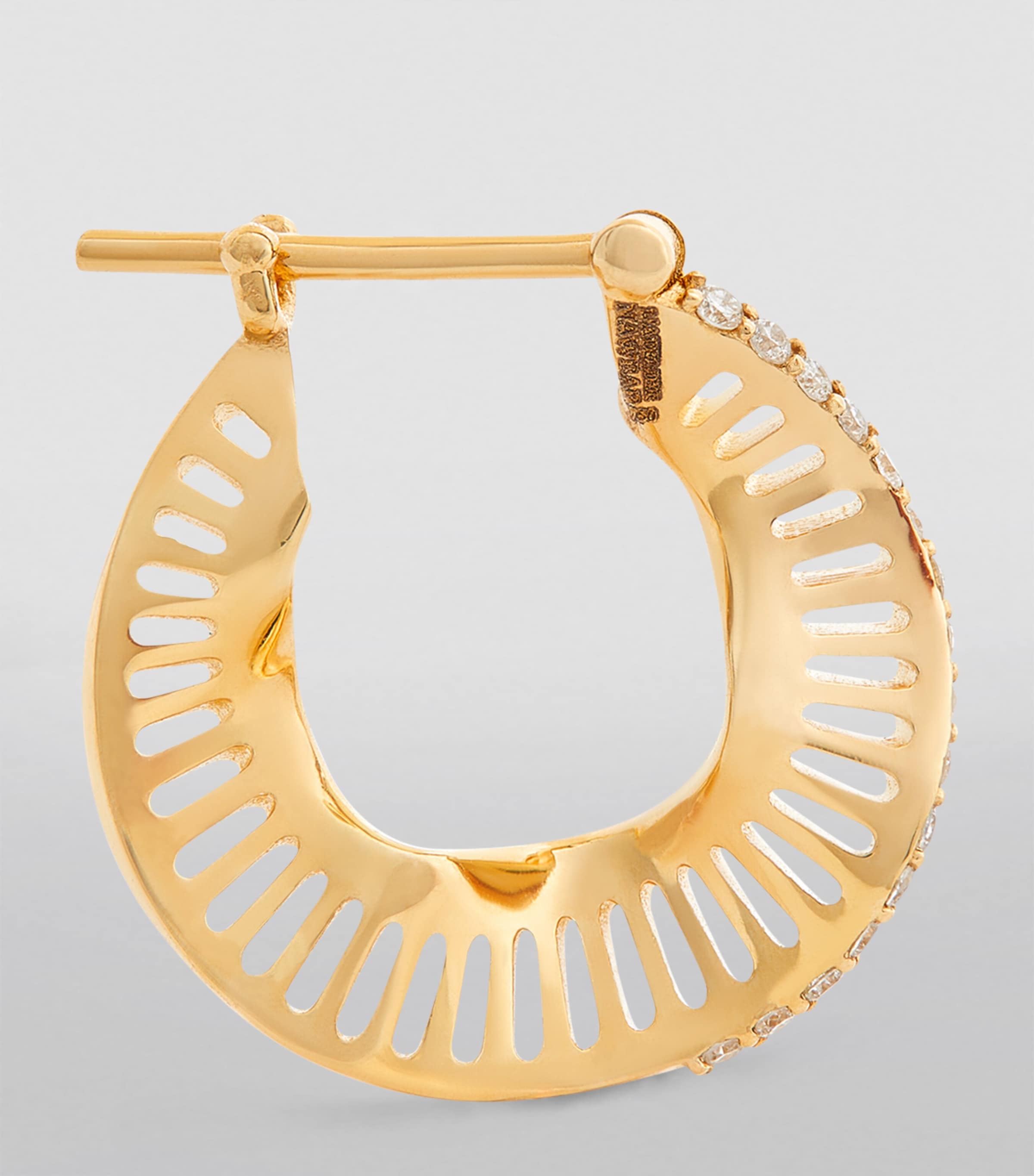 Yellow Gold and Diamond Cosmic Rays Hoop Earrings YELLOW GOLD Image 3