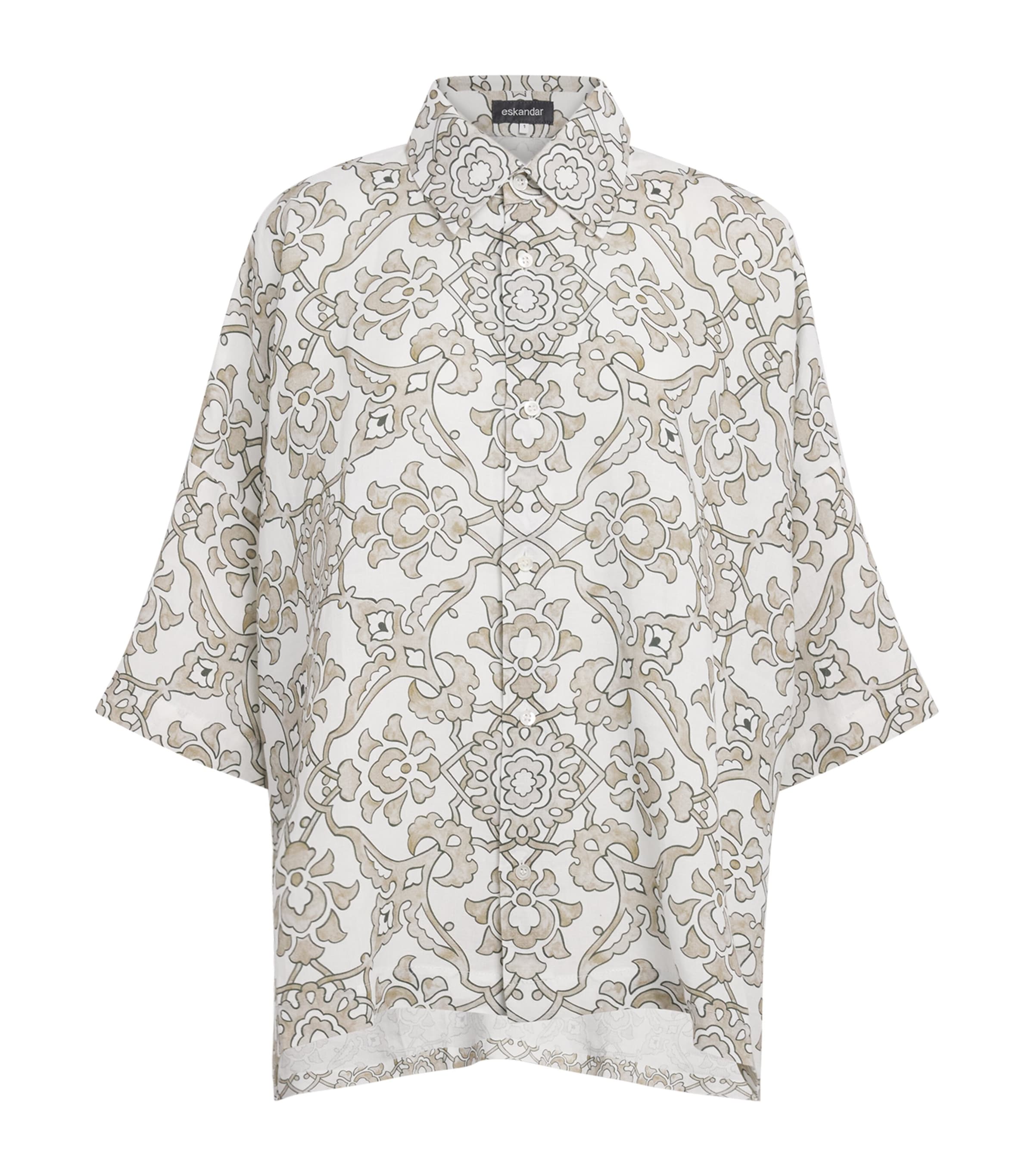 Eskandar Linen Tile Shirt