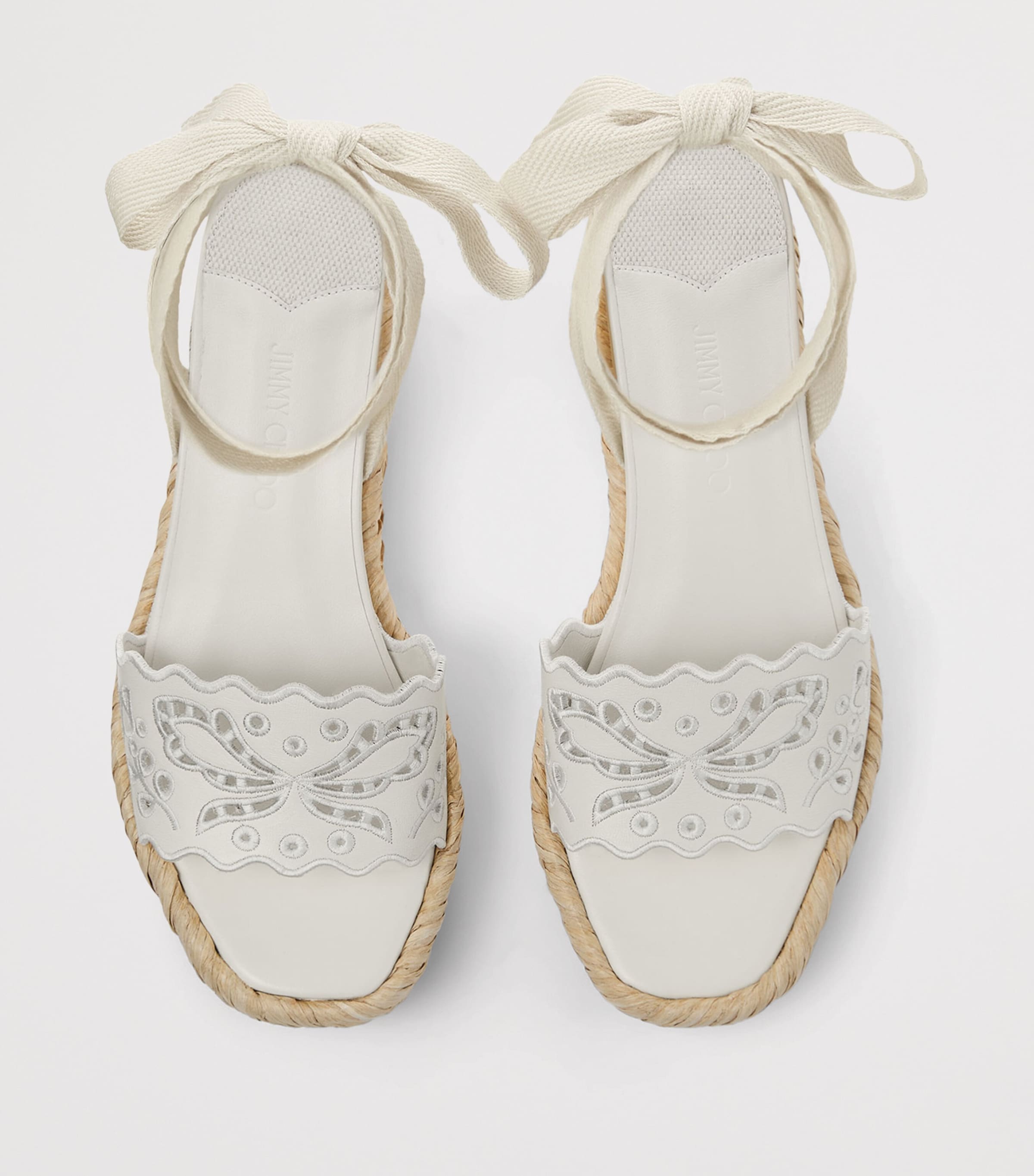 新作*Jimmychoo* Arlee 60 刺繍入りエスパドリーユウェッジ Jimmy Choo Arlee 60 Leather Wedge Sandals | Harrods US