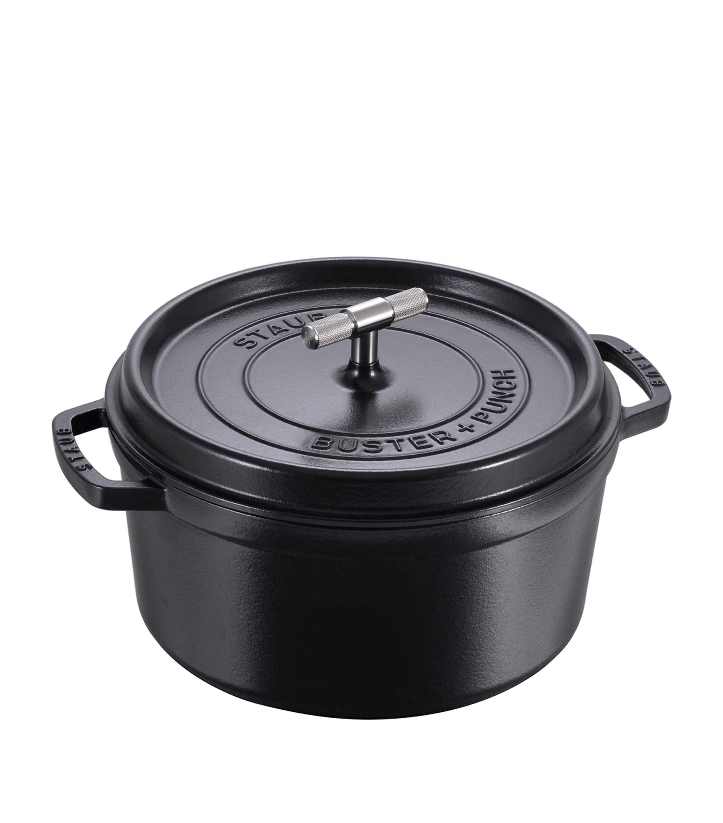 Shop Staub X Buster + Punch Cocotte With Steel Knob In Black