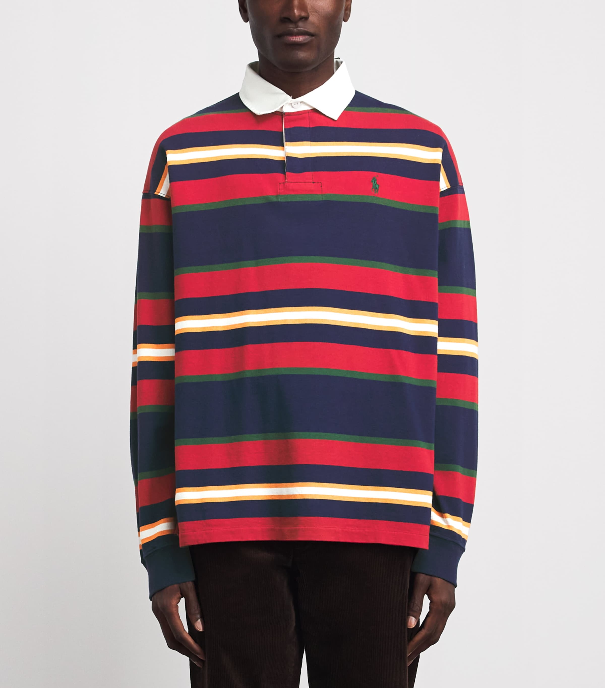 Polo Ralph Lauren Mens Cotton Stripe Rugby Shirt Newport Navy Multi Image 4