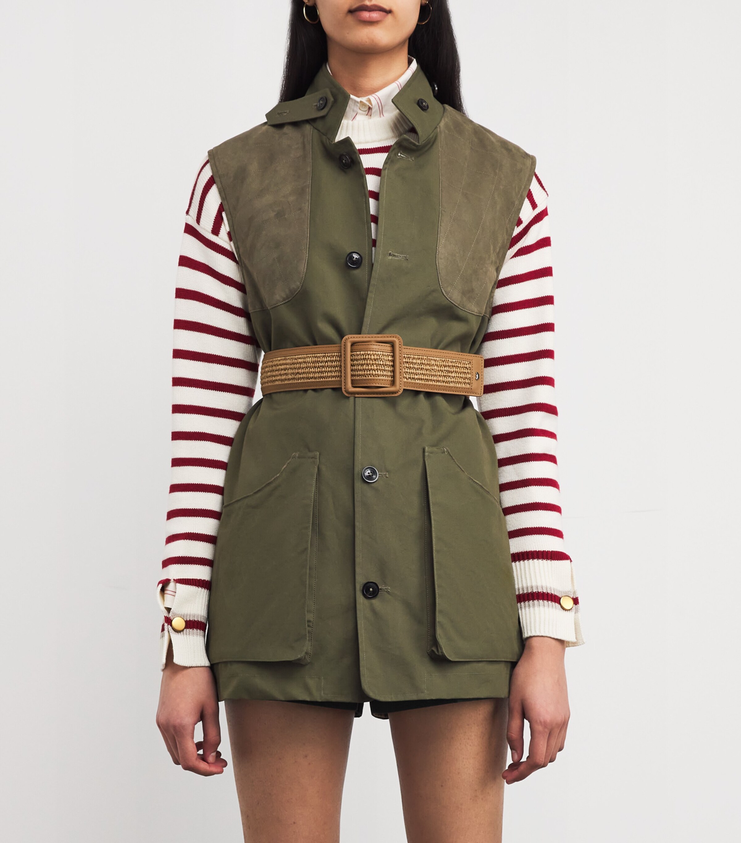Weekend Max Mara Leather Braided-Trim Belt Tobacco Image 2
