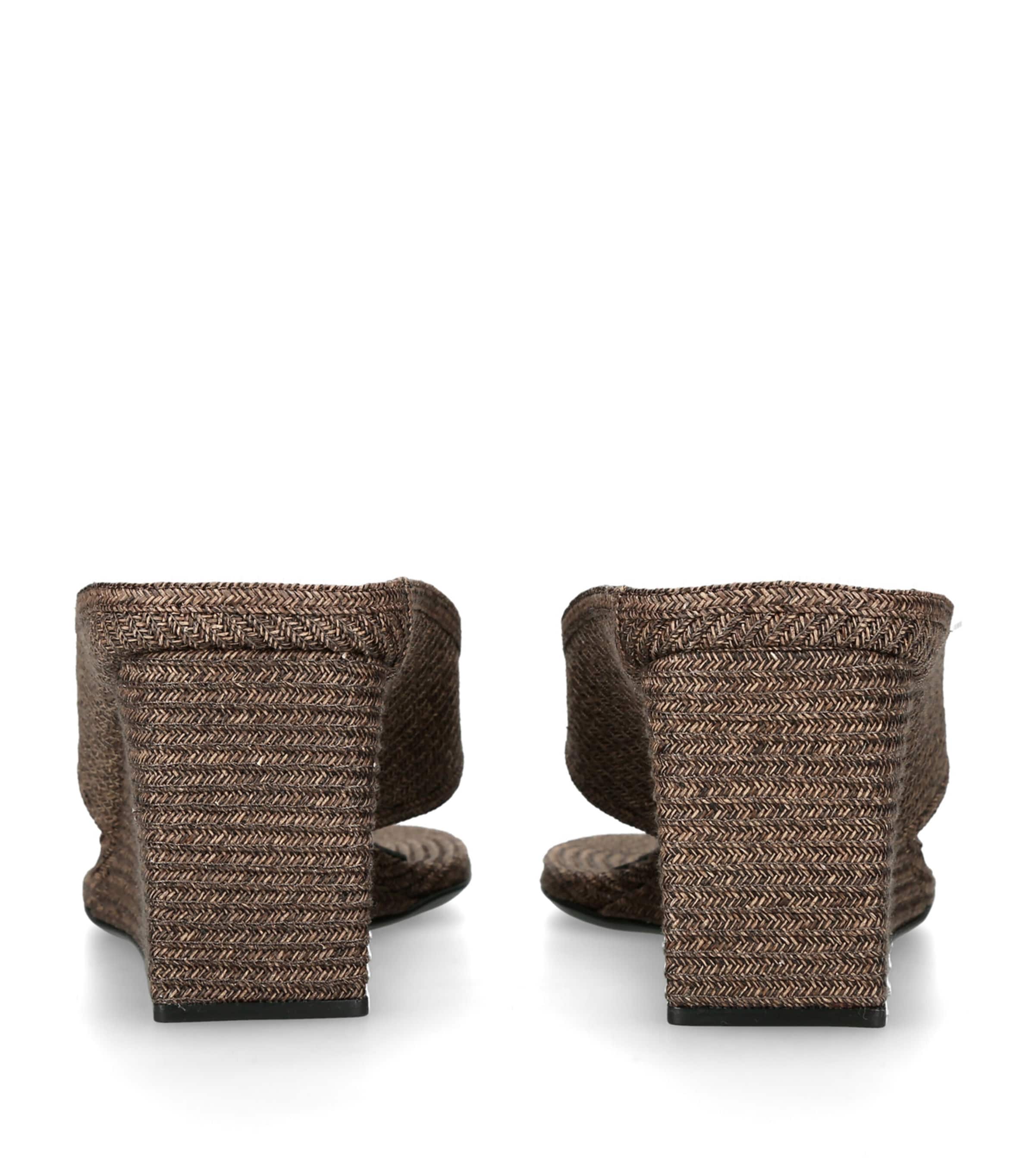 Alaïa Raffia Cube Wedge Sandals 75 Brown Image 2