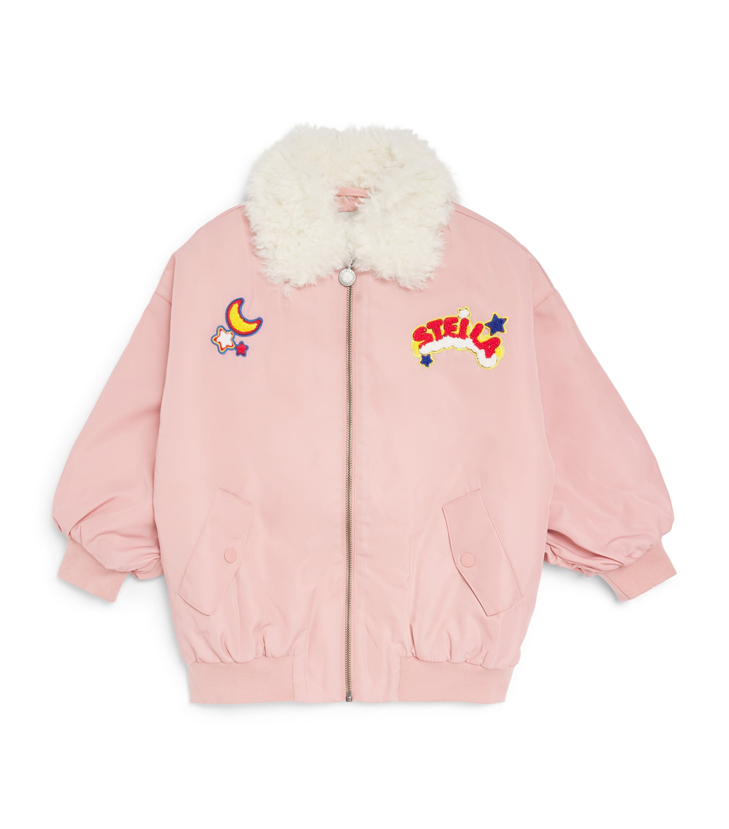 Stella McCartney Kids Twill Embroidered Bomber Jacket (3-14 Years) Pink Image 1