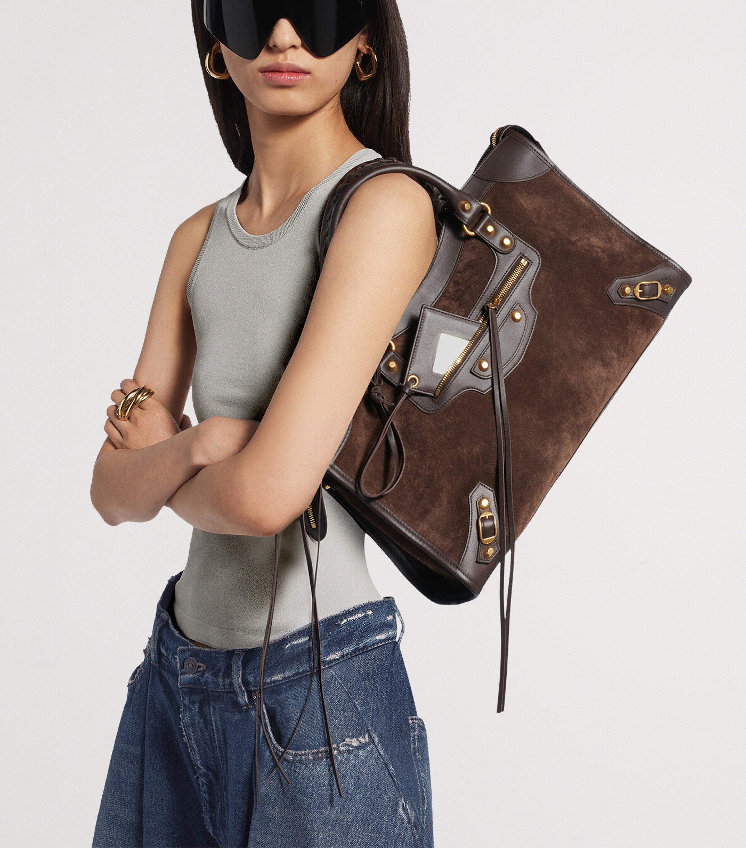 Balenciaga Medium Suede Le City Top-Handle Bag Image 5