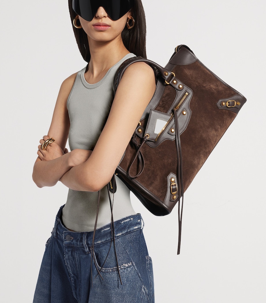 Balenciaga Medium Suede Le City Top-Handle Bag Image 5