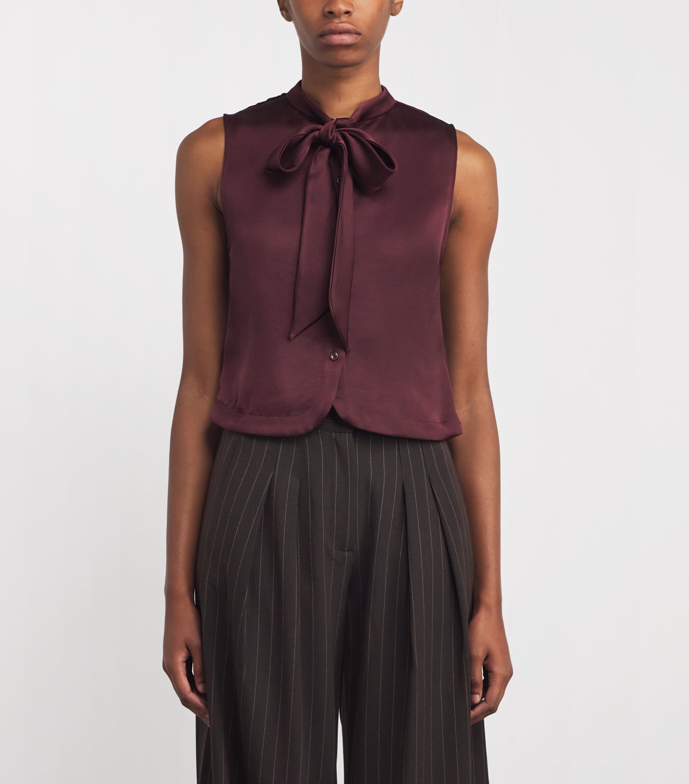 Lavallière-Neck Top BURGUNDY Image 3