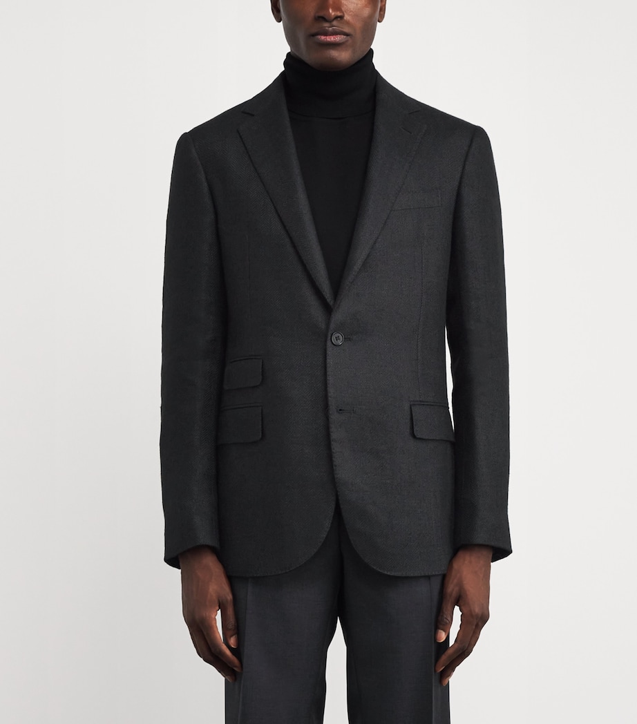 Linen-Silk-Cotton Kent Blazer BLACK Image 3