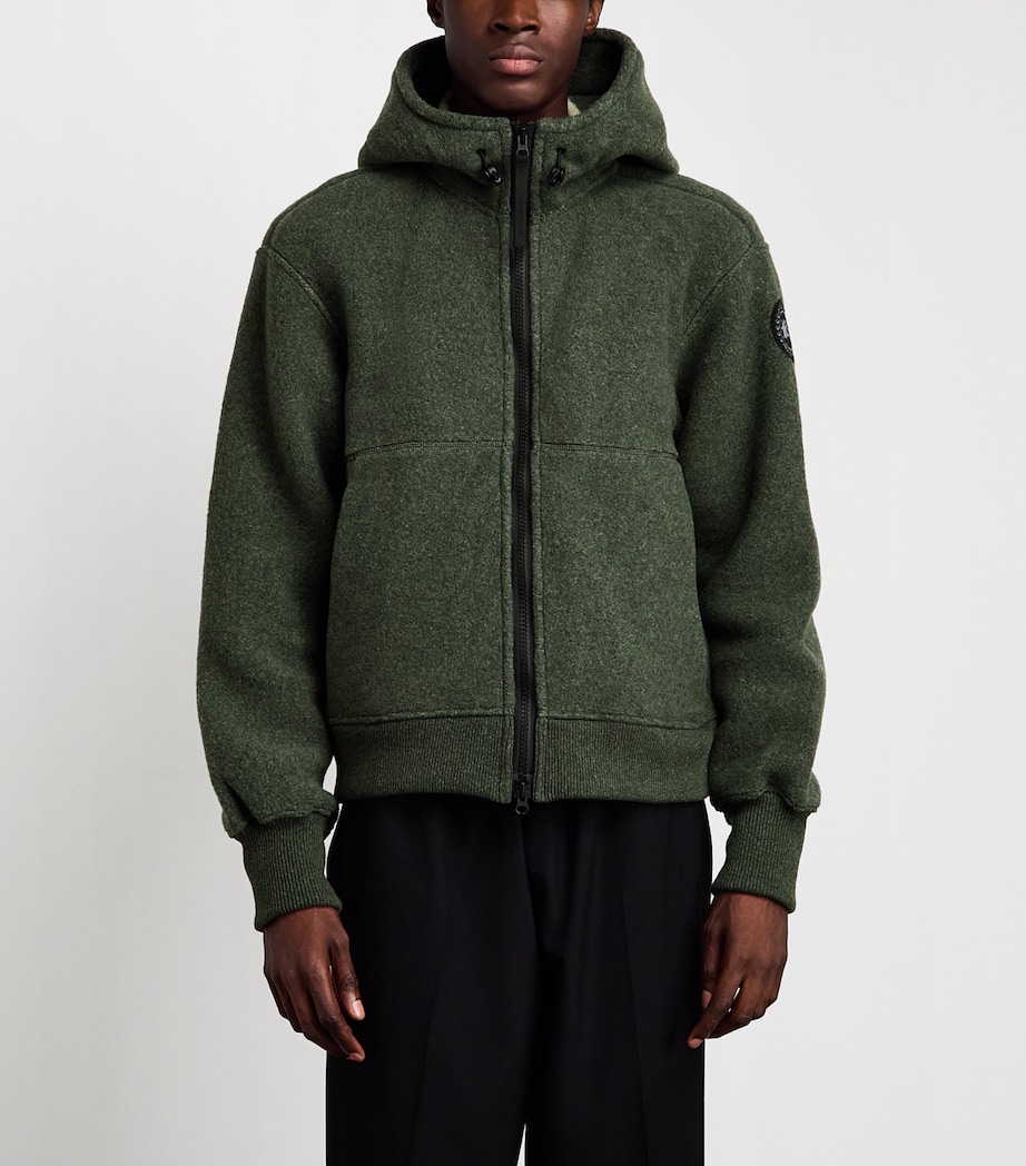 Canada Goose Mens Wool-Blend Fleece Chilliwack Bomber Jacket Moss Khaki Image 4