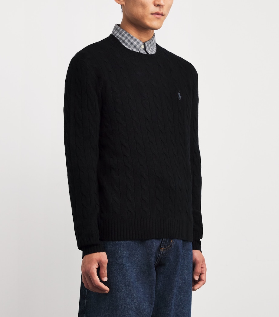 Wool-Cashmere Cable-Knit Sweater BLACK Image 3
