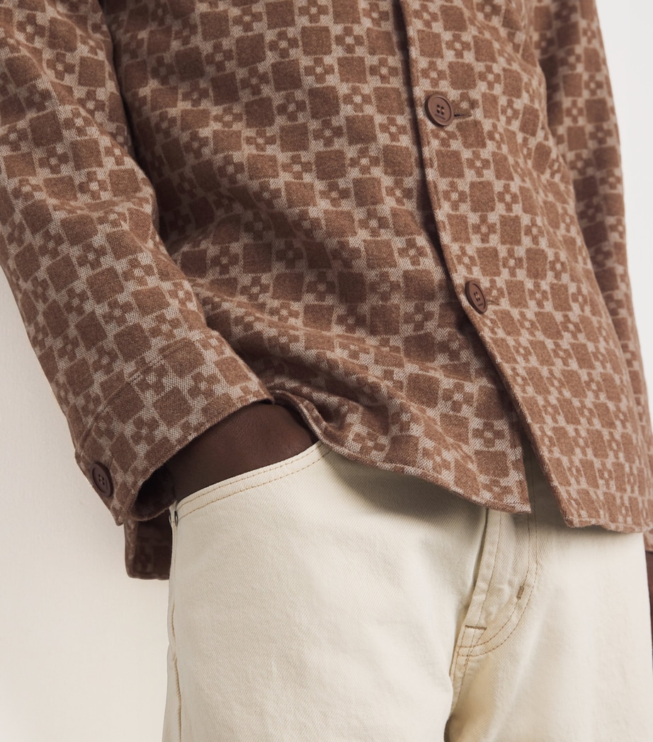 Virgin Wool-Blend Check Overshirt CAMEL Image 6