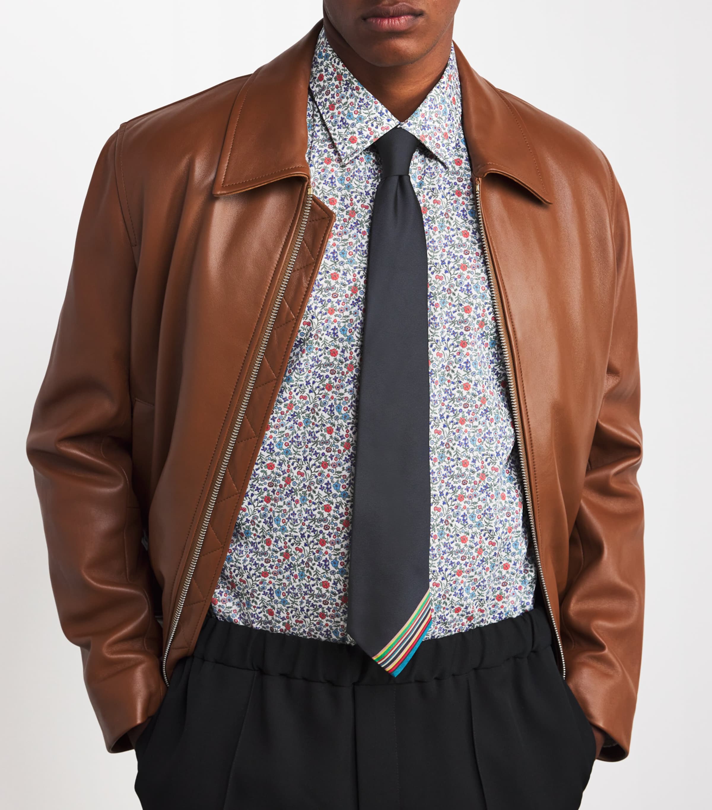 Silk Striped Tie 47_NAVY Image 2