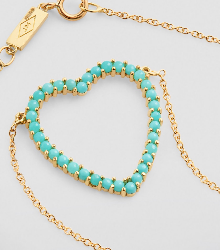 Yellow Gold and Turquoise Open Heart Necklace YELLOW GOLD Image 5