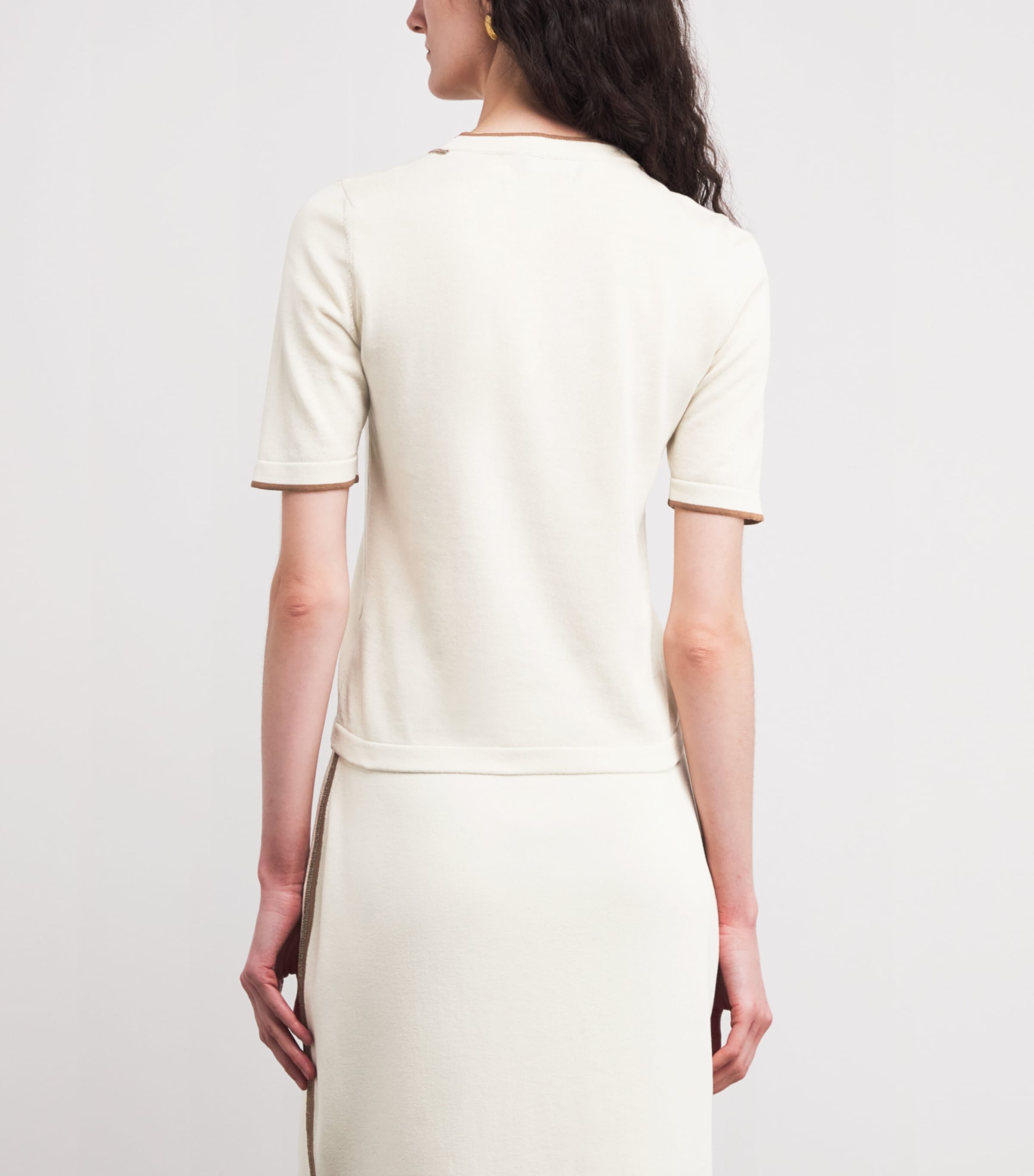 Cotton Embellished-Neck T-Shirt VR1 BURRO/VIMINI Image 4