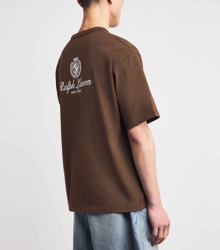 Polo Ralph Lauren Mens Cotton Logo Crest T-Shirt Branch Brown Image 5