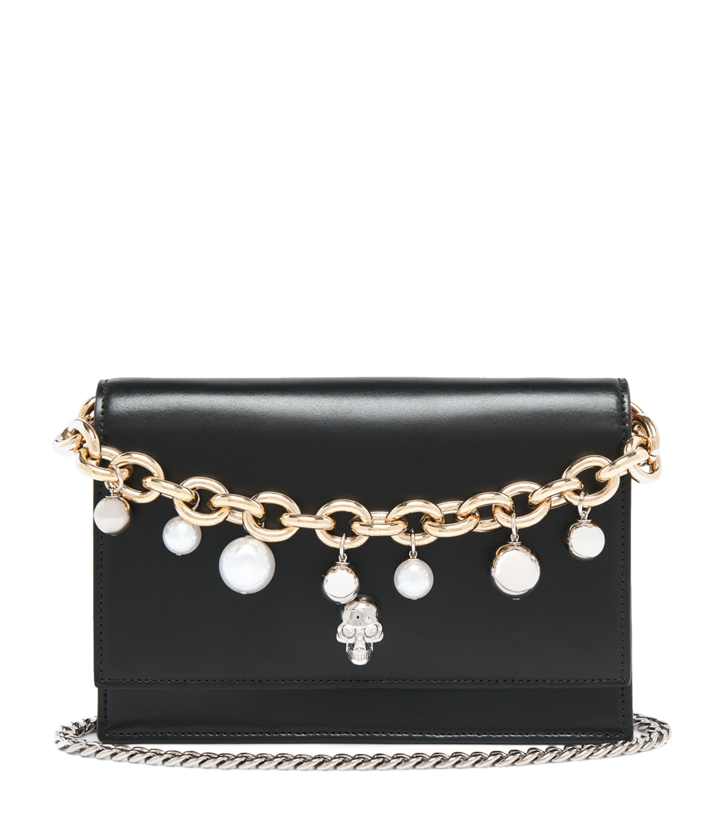 Alexander Mcqueen Leather Skull Cross-body Bag In Black