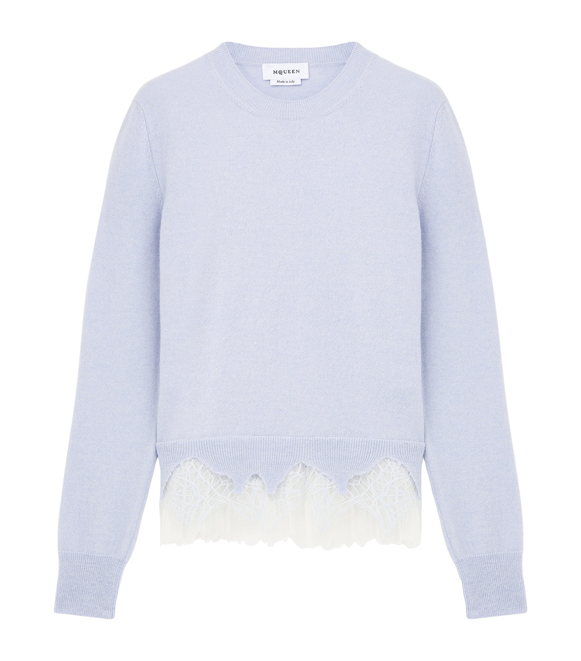 Alexander Mcqueen Wool-cashmere Cobweb-lace Sweater In Blue
