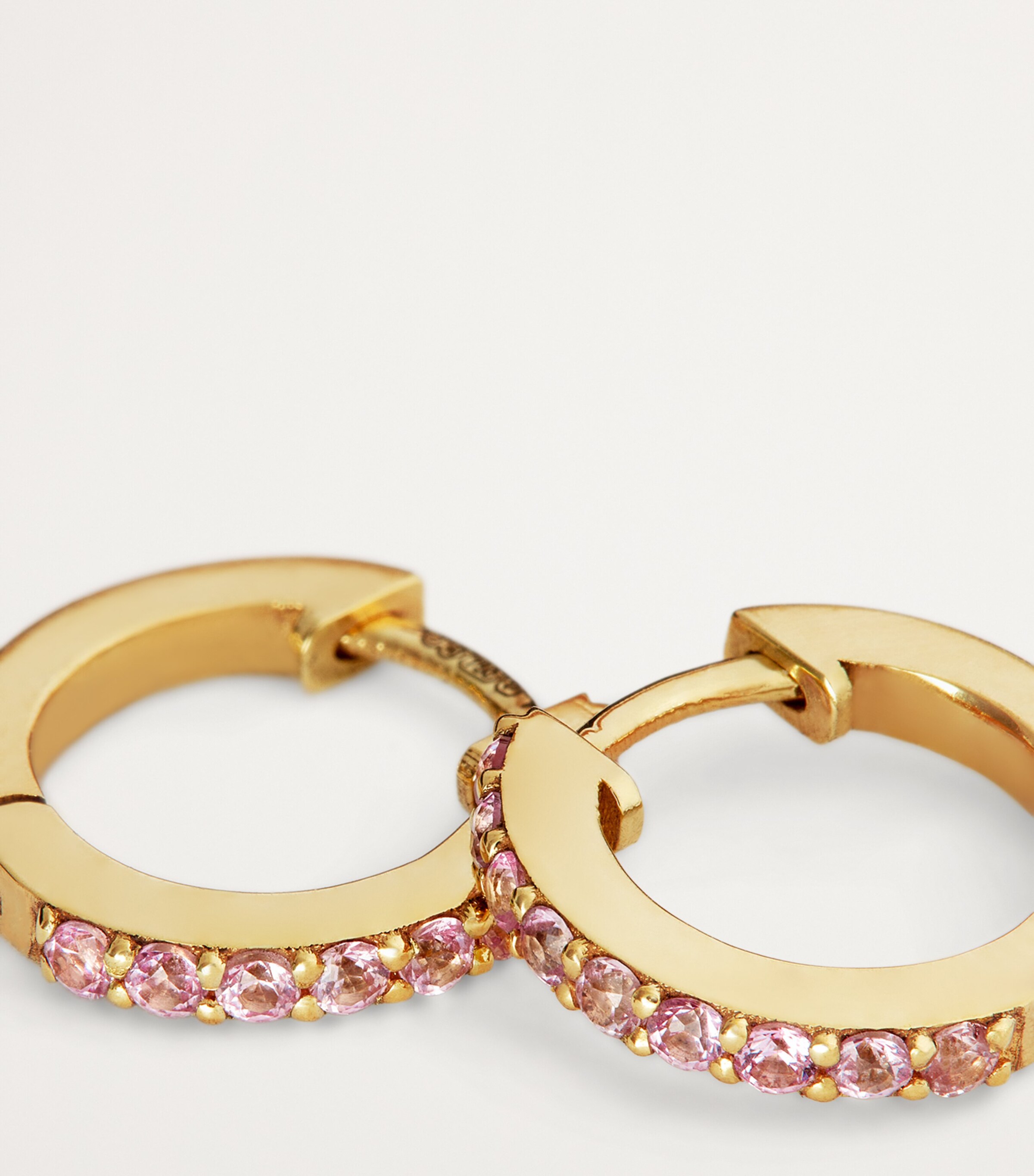 Jennifer Meyer Small Yellow Gold and Pink Sapphire Huggie Earrings Yellow Gold Image 6