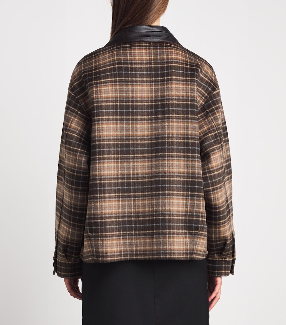 Sandro Paris Womens Wool-Blend Oversized Check Coat Brown Image 5
