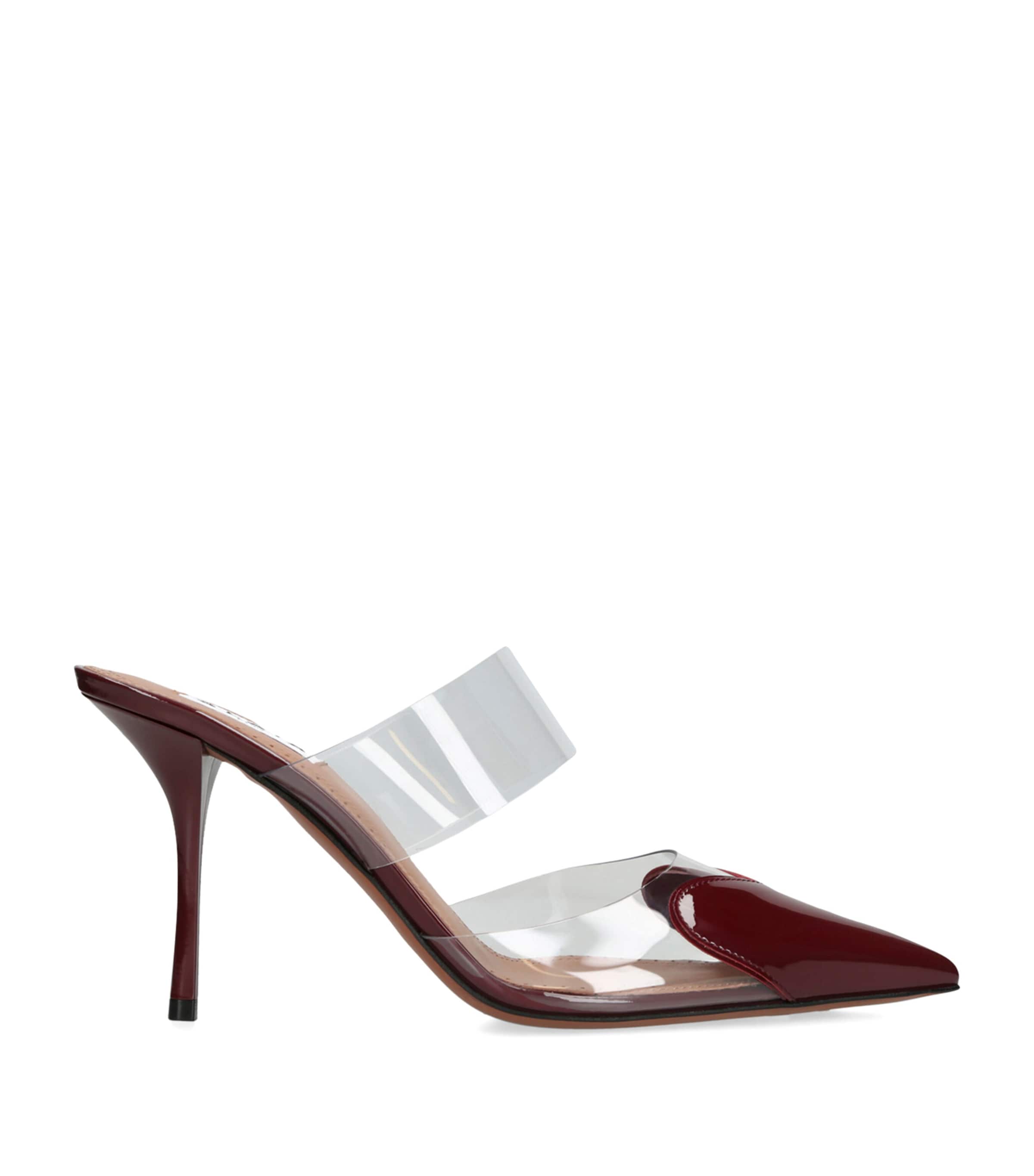 Alaïa Le Cåur Patent Leather Mules In Burgundy