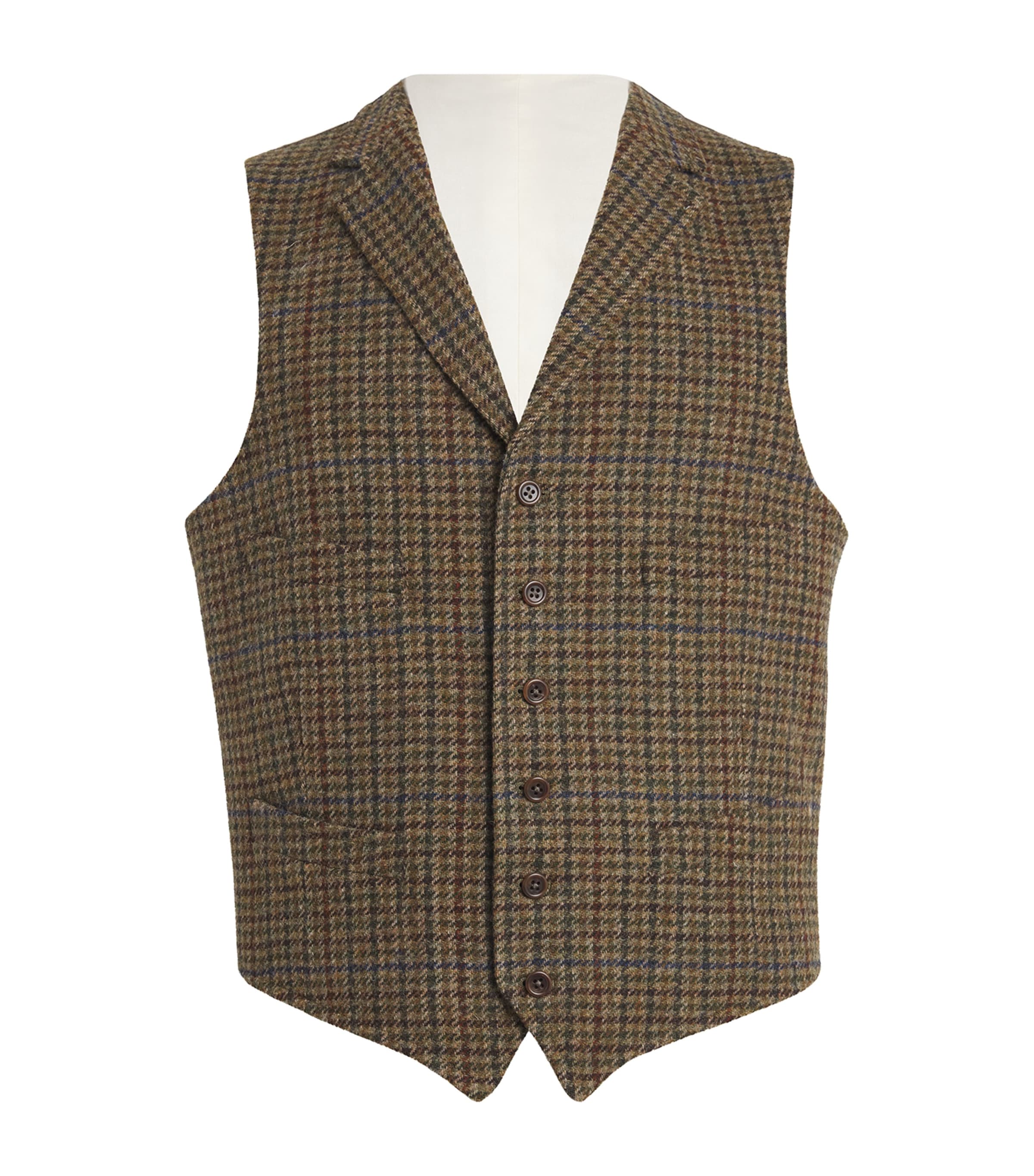 Polo Ralph Lauren Wool Check Waistcoat In Brown