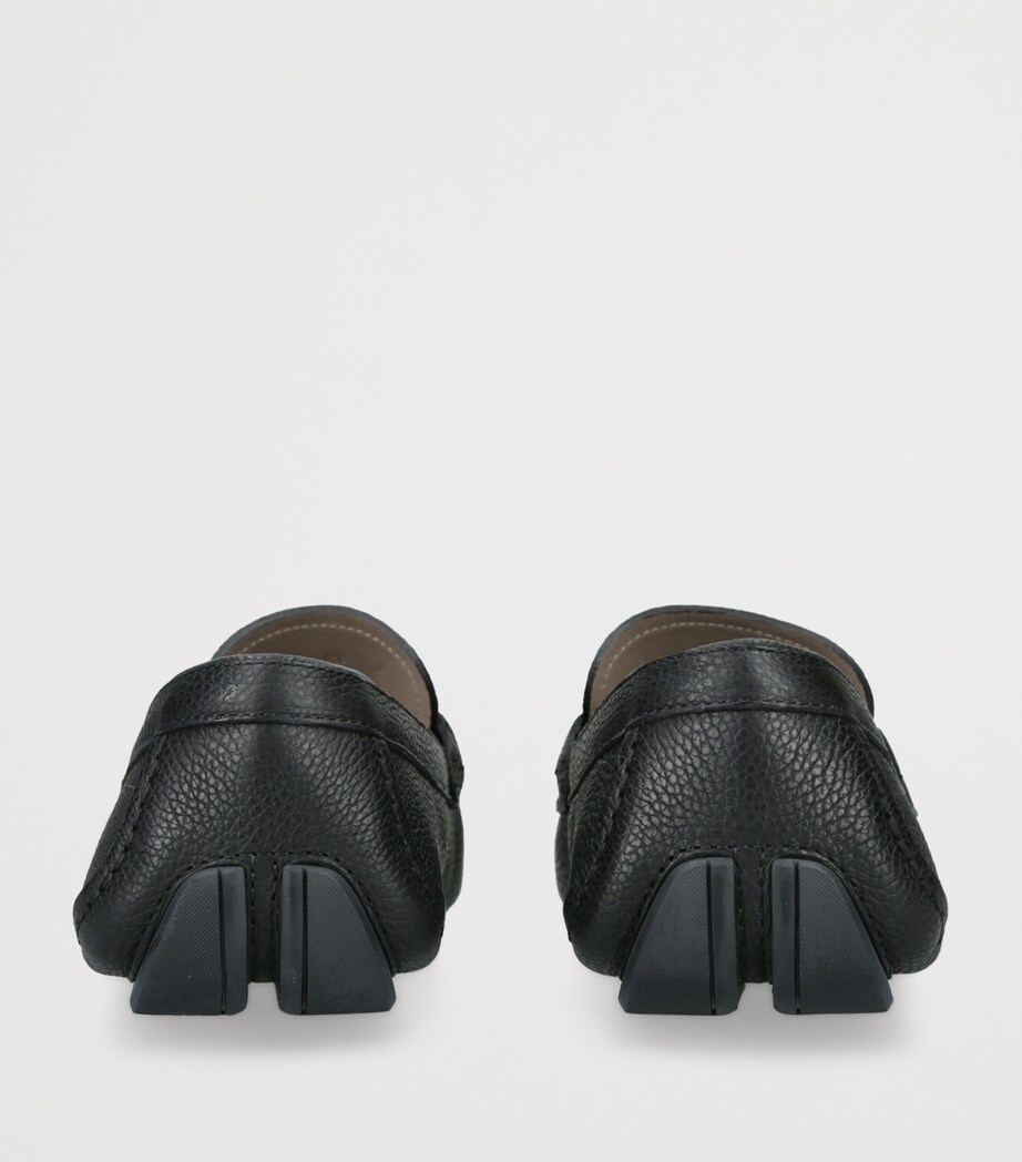 Salvatore Ferragamo Leather Front Driving Shoes Black Image 2