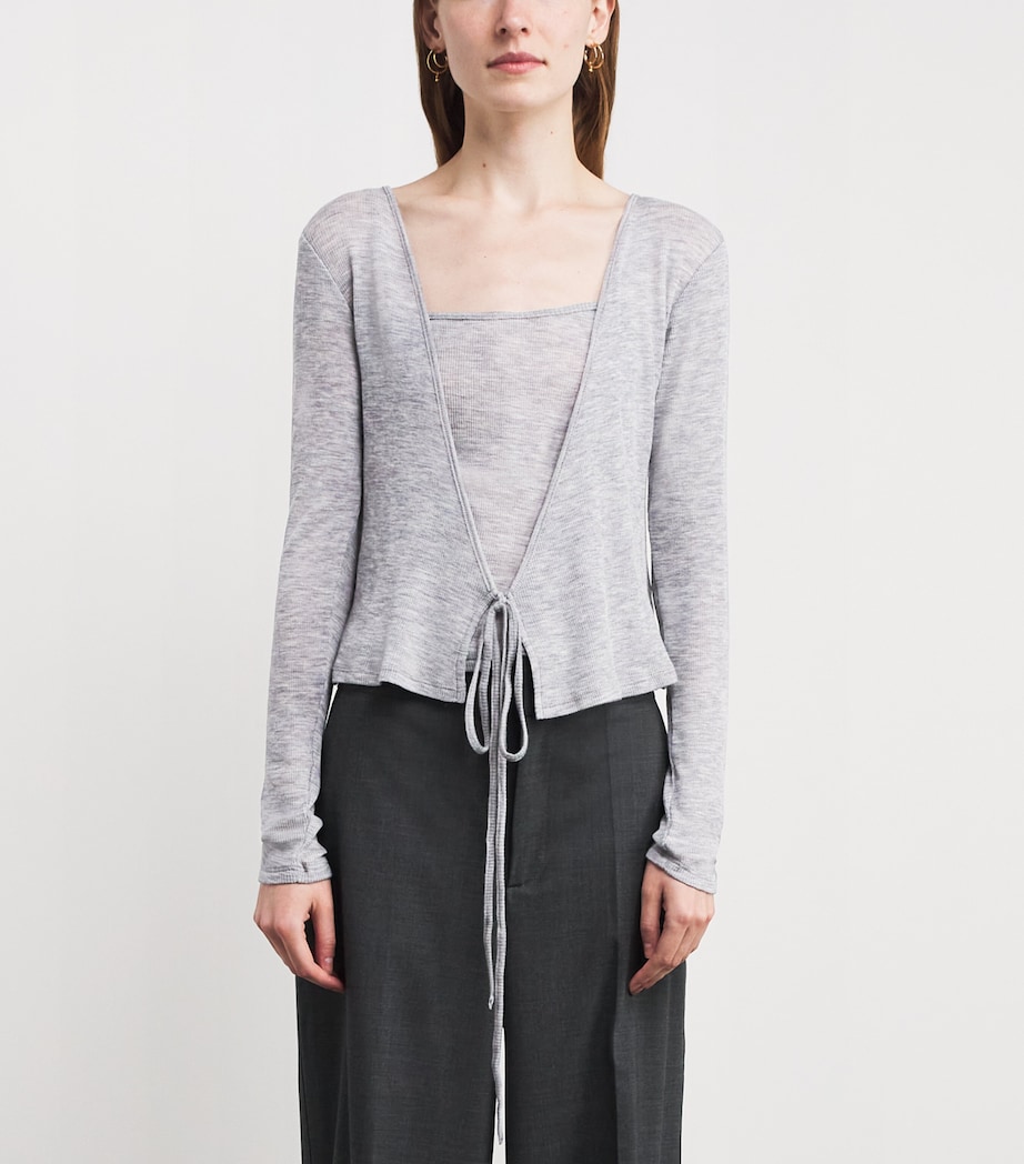 Merino Wool Wrap Top GREY MARLE Image 3